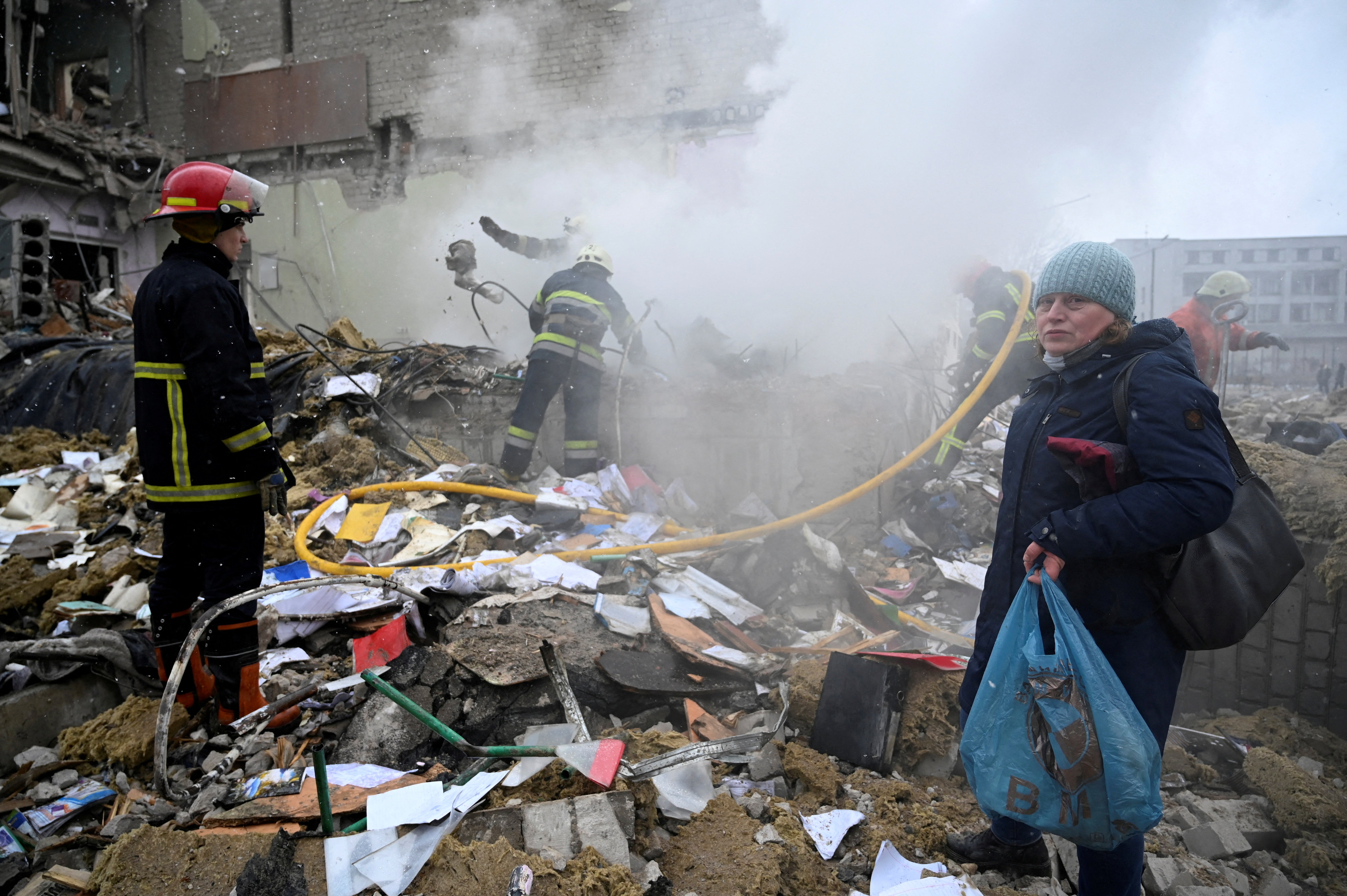 School books were visible amongst the destruction