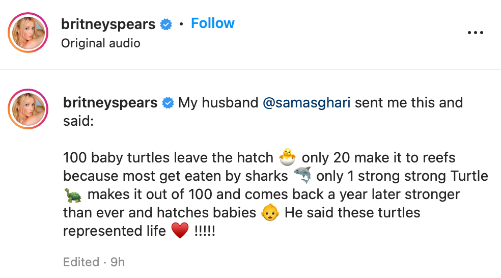 Britney Spears refers to Sam Asghari as ‘husband’ on Instagram