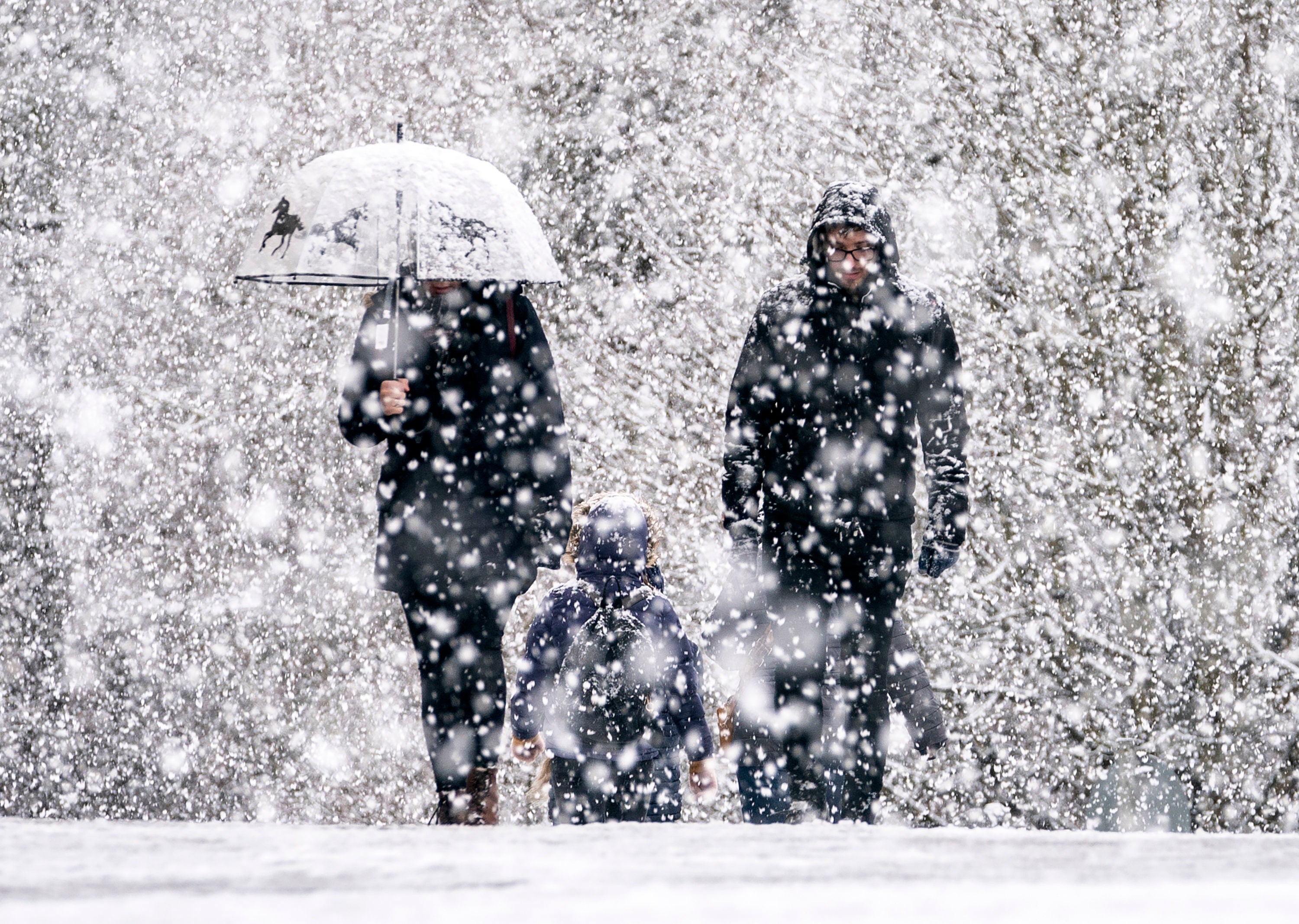 Heavy snow in York in February, after Storm Eunice brought damage, disruption and record-breaking gusts of wind to the UK and Ireland