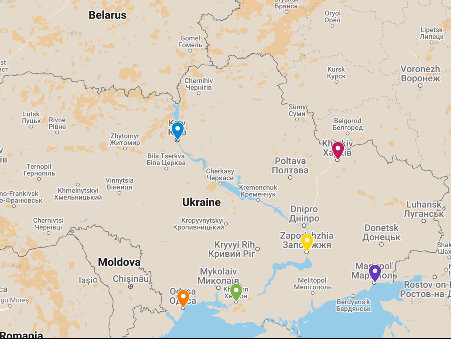 Six cities targeted by Vladimir Putin’s forces since the invasion began on 24 February