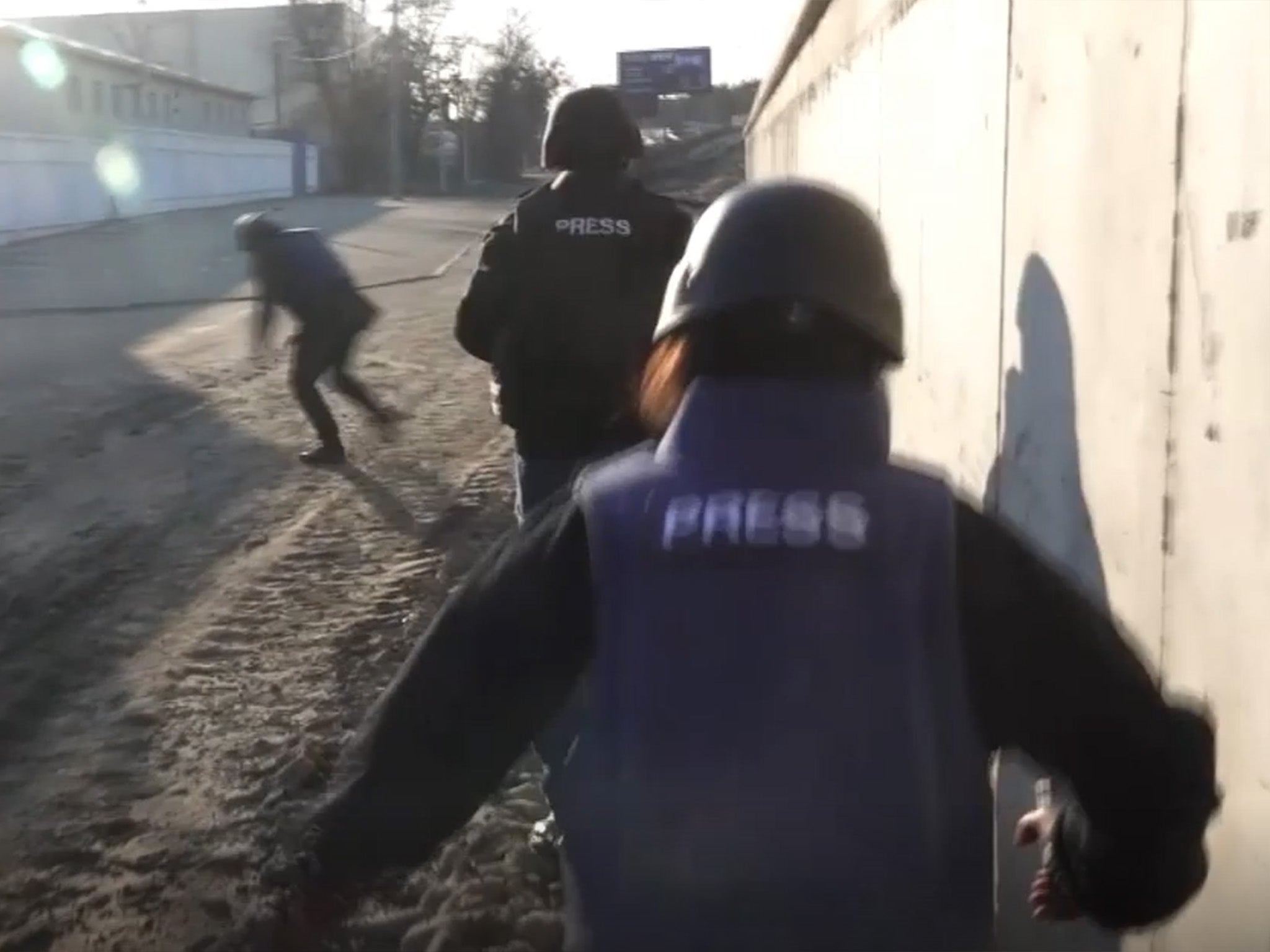 The moment two Sky News journalists were shot by Russian troops