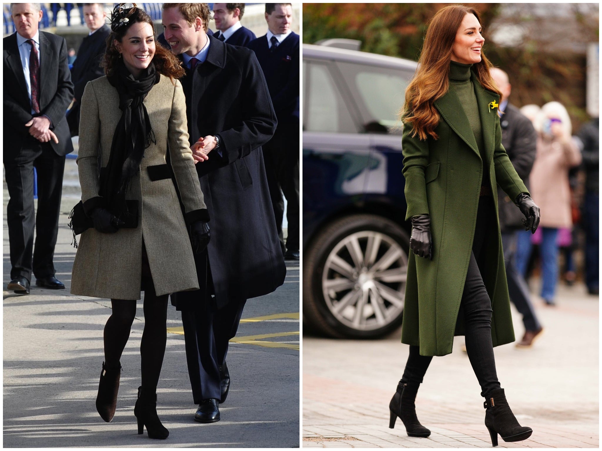 Kate Middleton in 2011 (left) and 2022 (right)