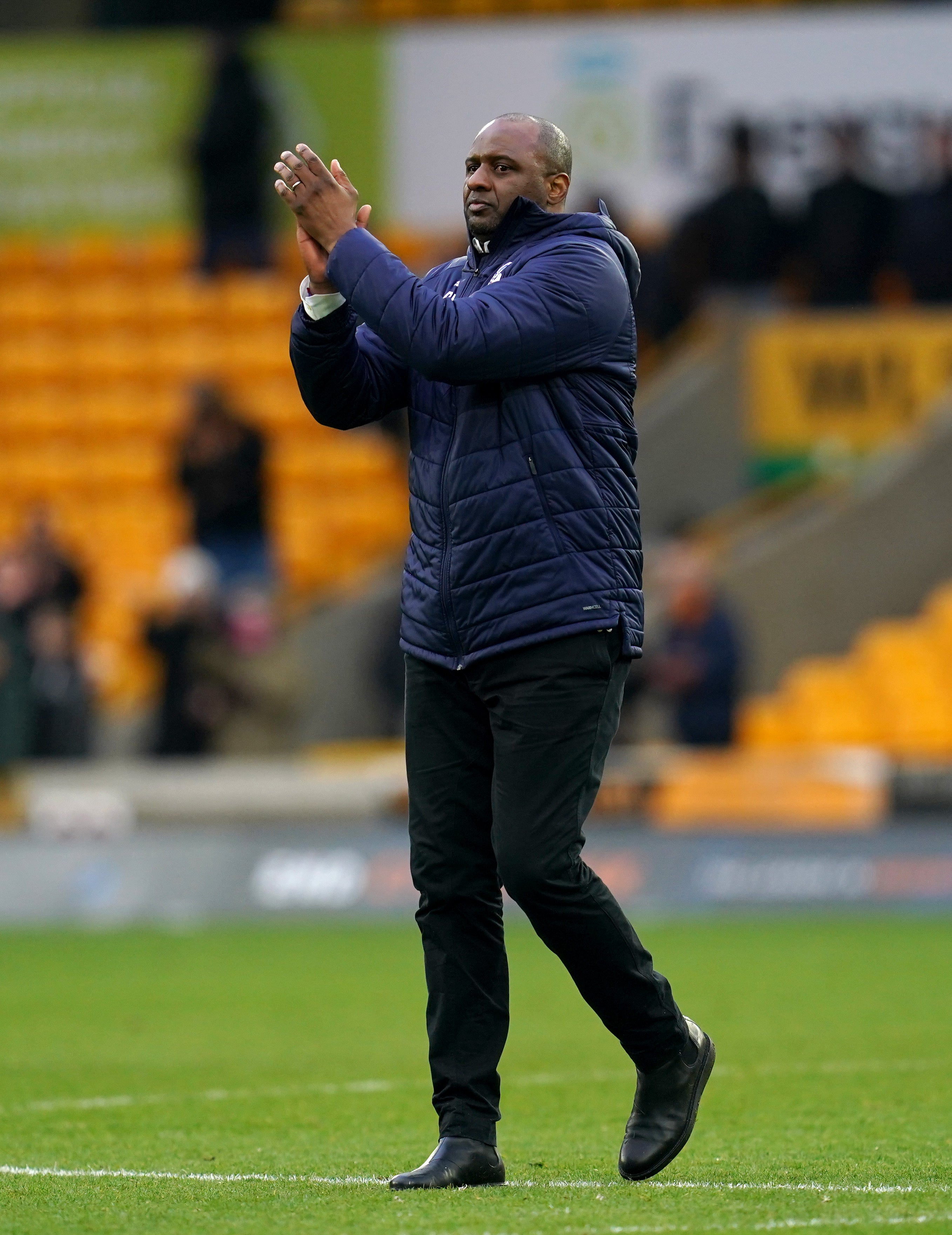 Crystal Palace manager Patrick Vieira was thrilled with his side’s performance at Wolves (Nick Potts/PA)