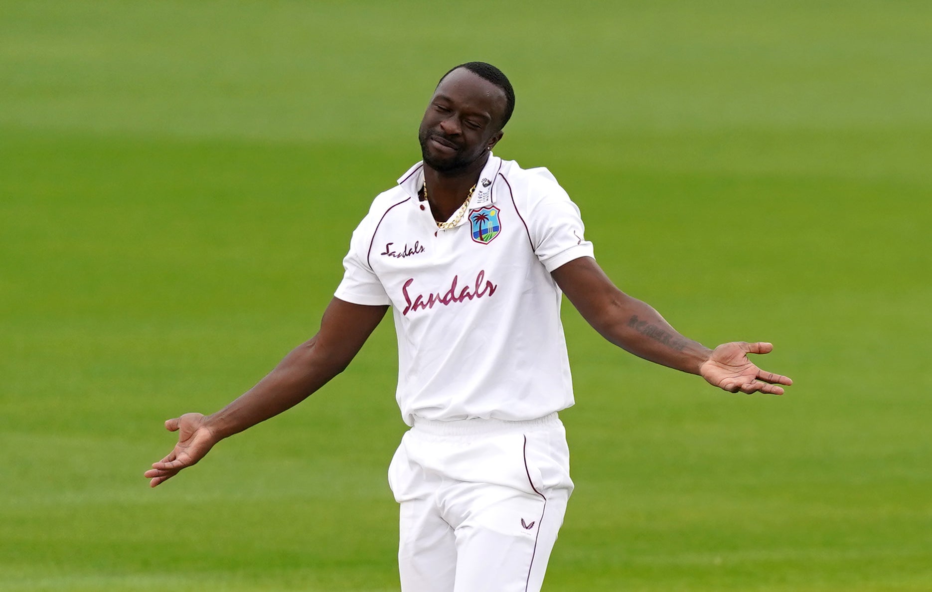 Kemar Roach was surprised to see England overlook two key men for the forthcoming Test series (Jon Super/NMC Pool)