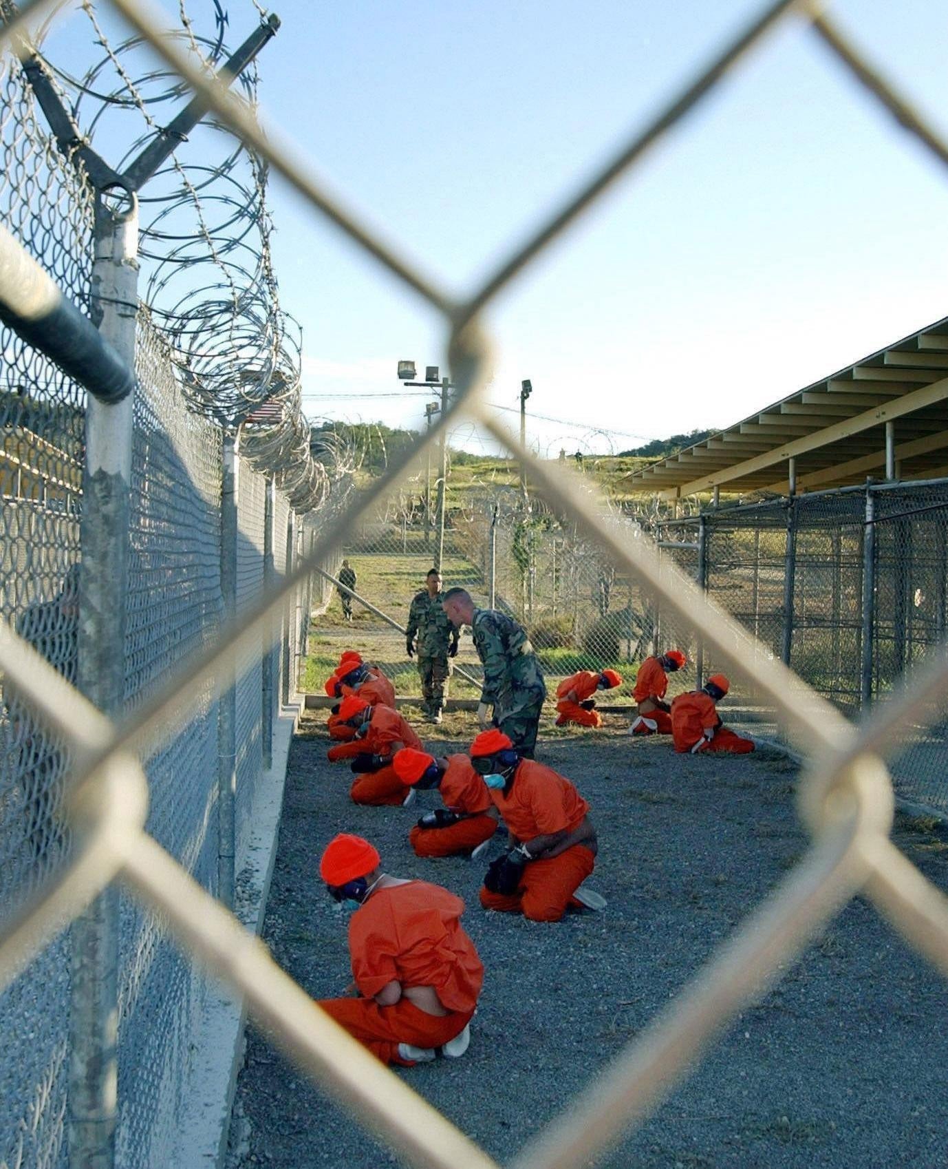 Detainees in a holding area at Guantanamo Bay (US Department of Defence/PA)