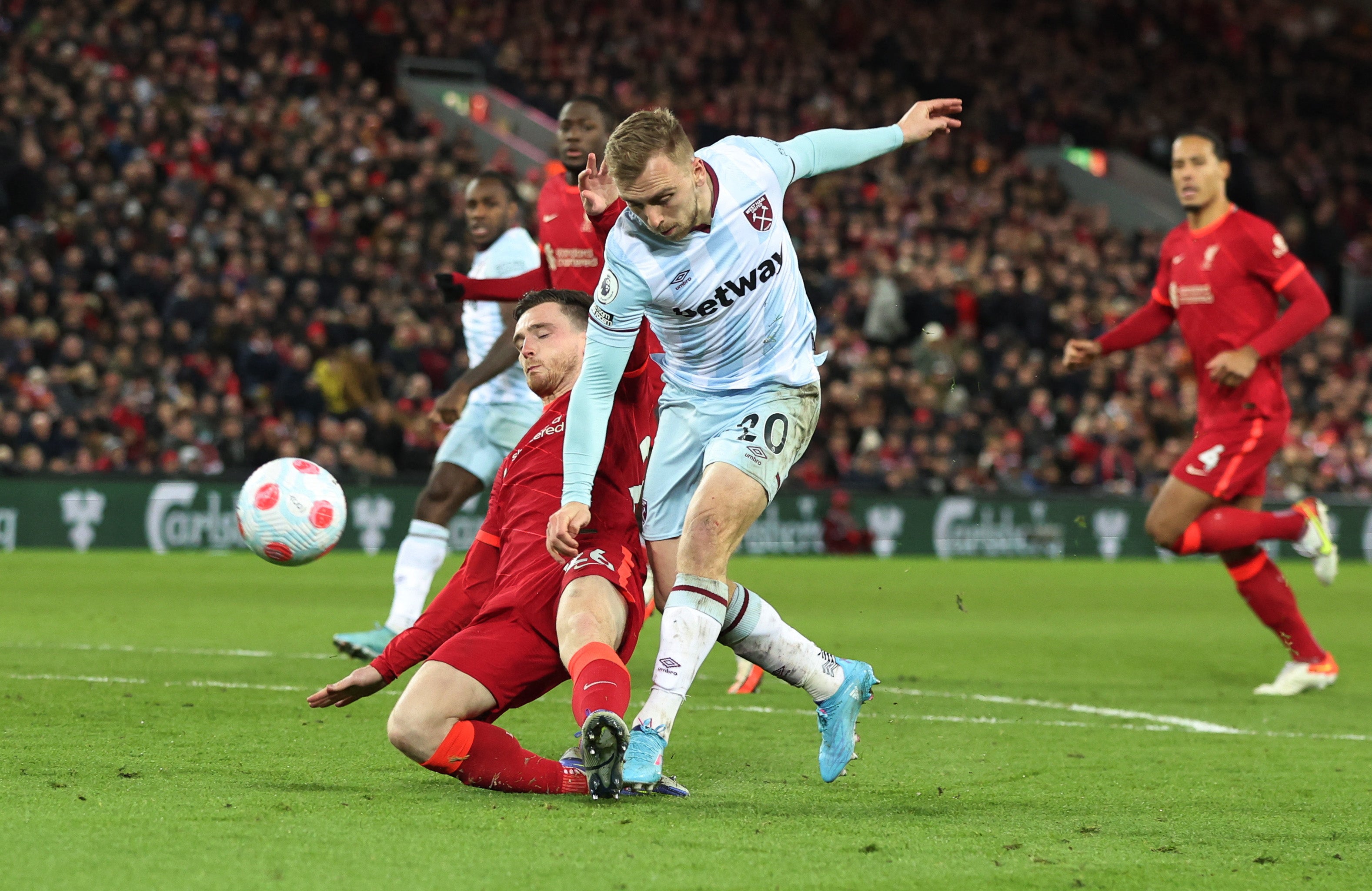 Andy Robertson was part of a stubborn Liverpool backline that kept a clean sheet against West Ham