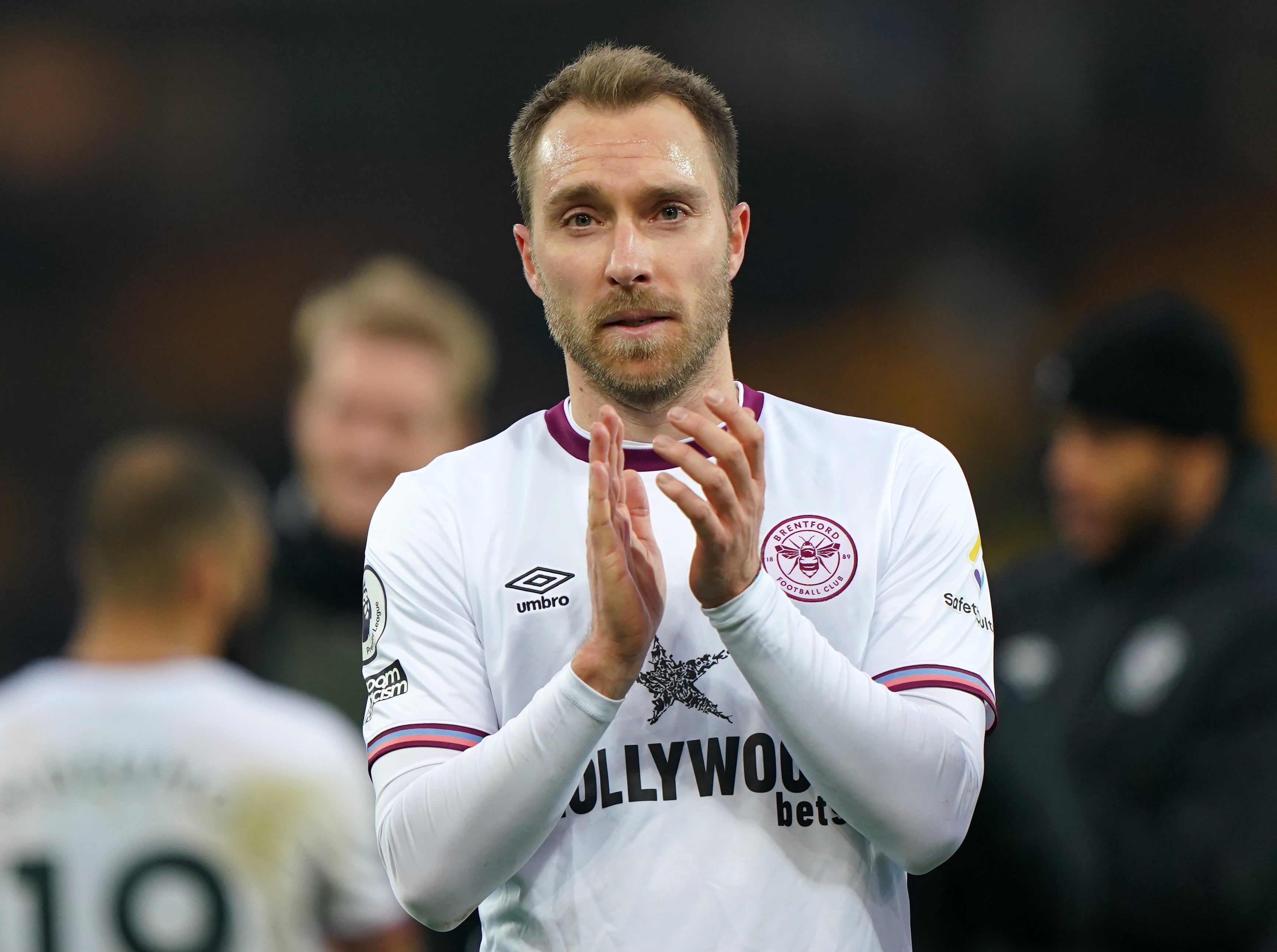 Christian Eriksen celebrates Brentford’s victory away to Norwich