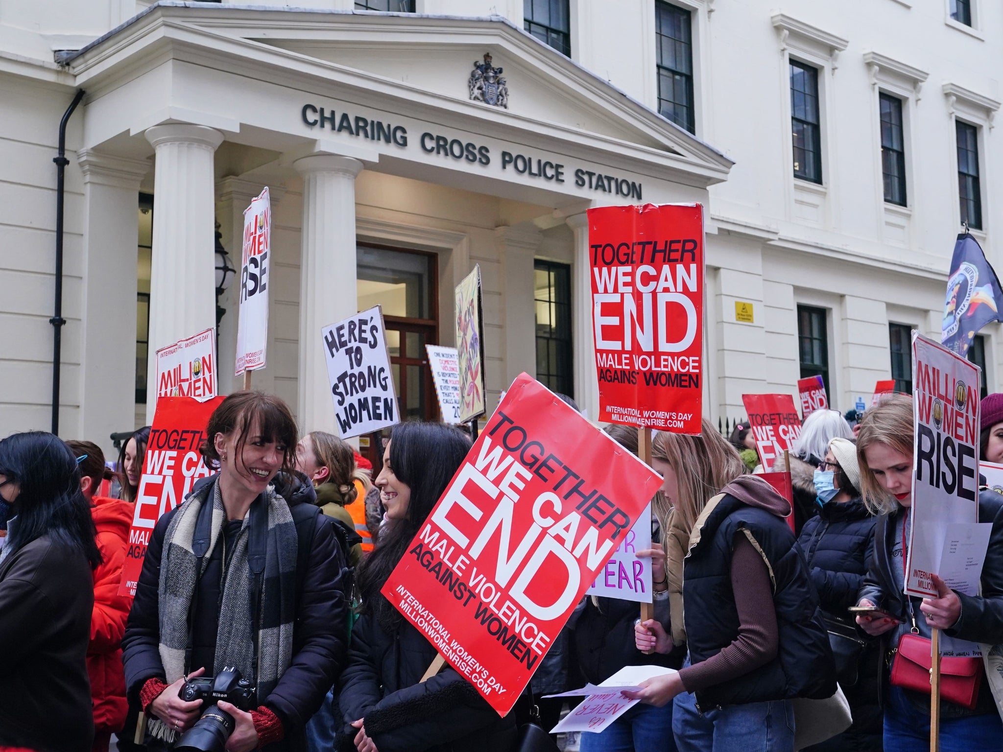 The Million Women Rise march started outside Charing Cross Police Station