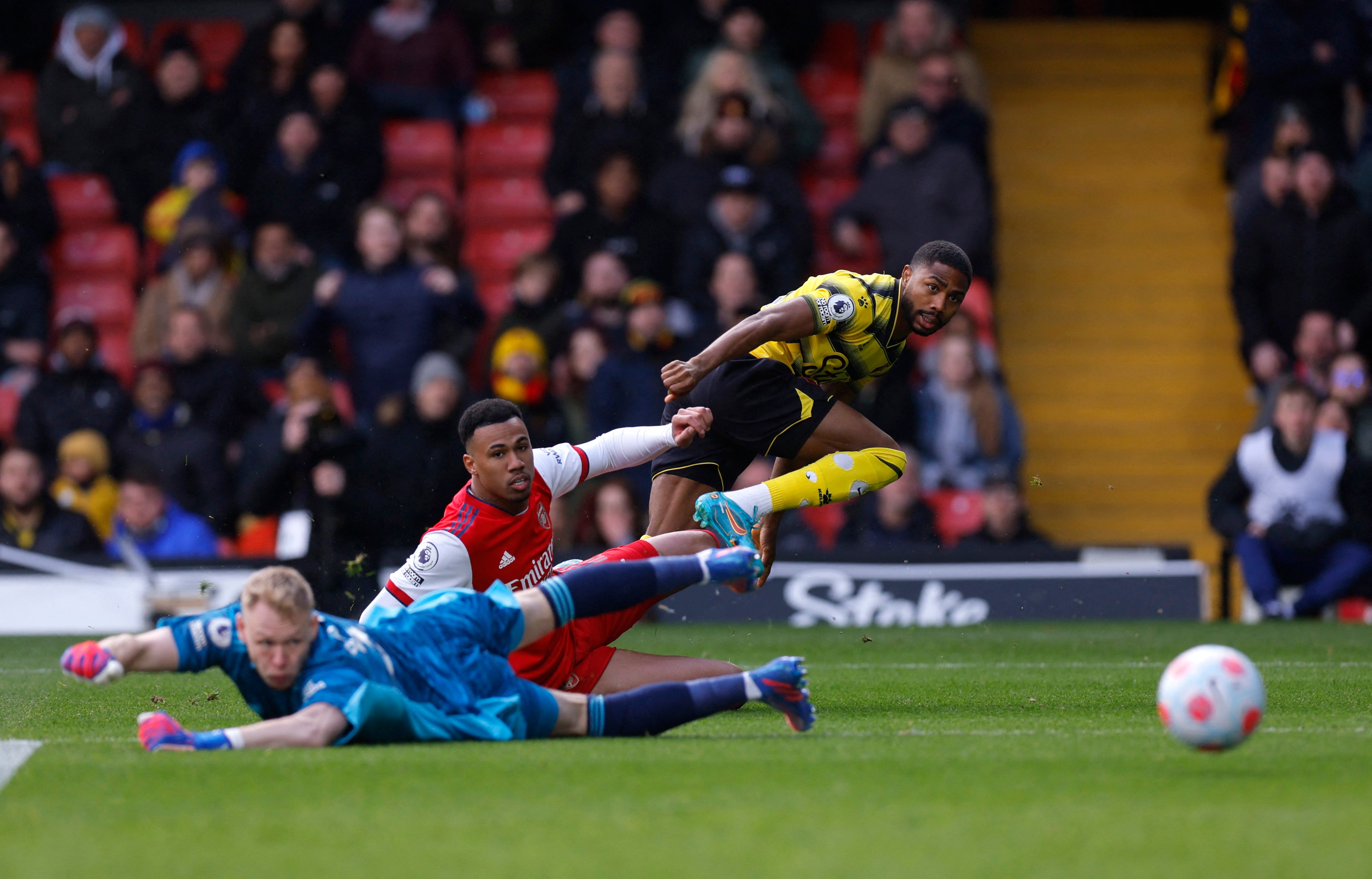 Watford’s Emmanuel Dennis scores their first goal before is it disallowed