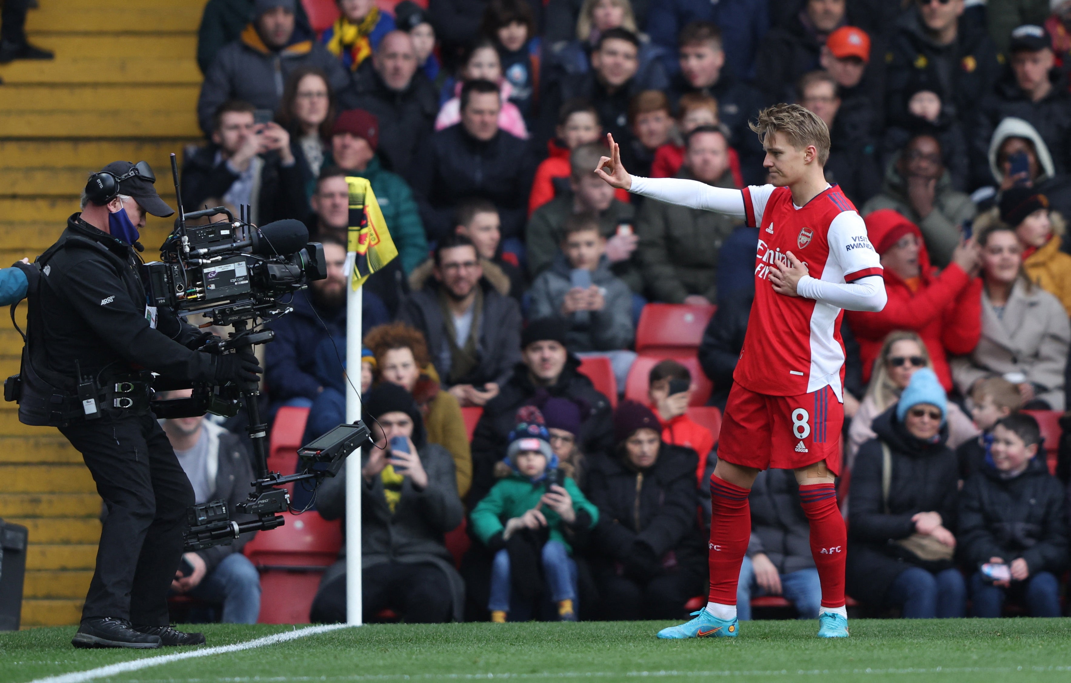 Arsenal's Martin Odegaard celebrates