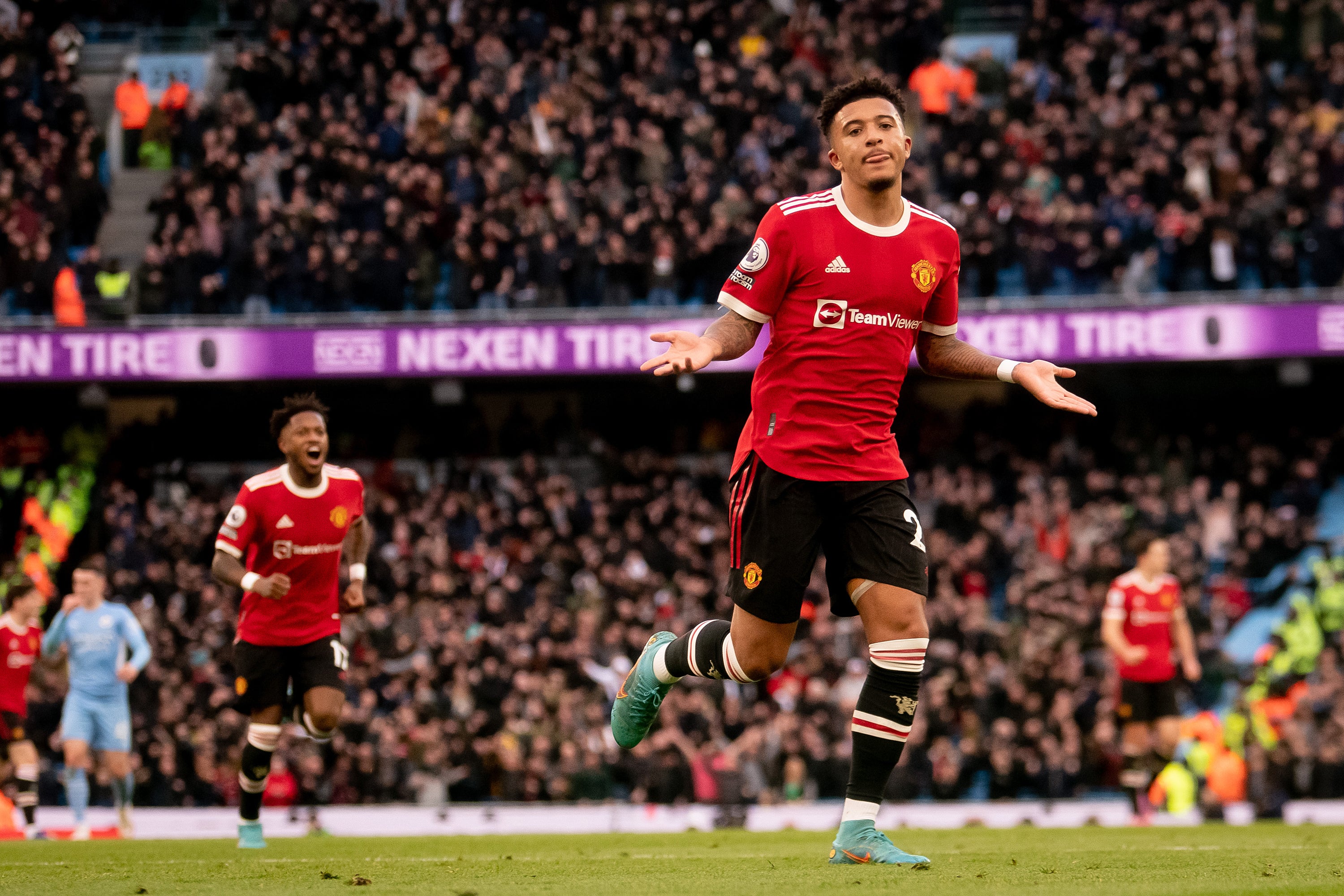 Jadon Sancho of Manchester United celebrates scoring