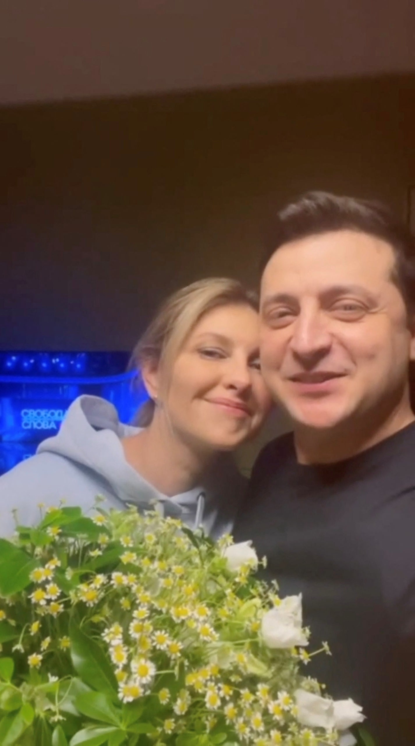 Ukraine's President Volodymyr Zelenskiy with his wife Olena Zelenska on Valentine's Day - 10 days before war broke out