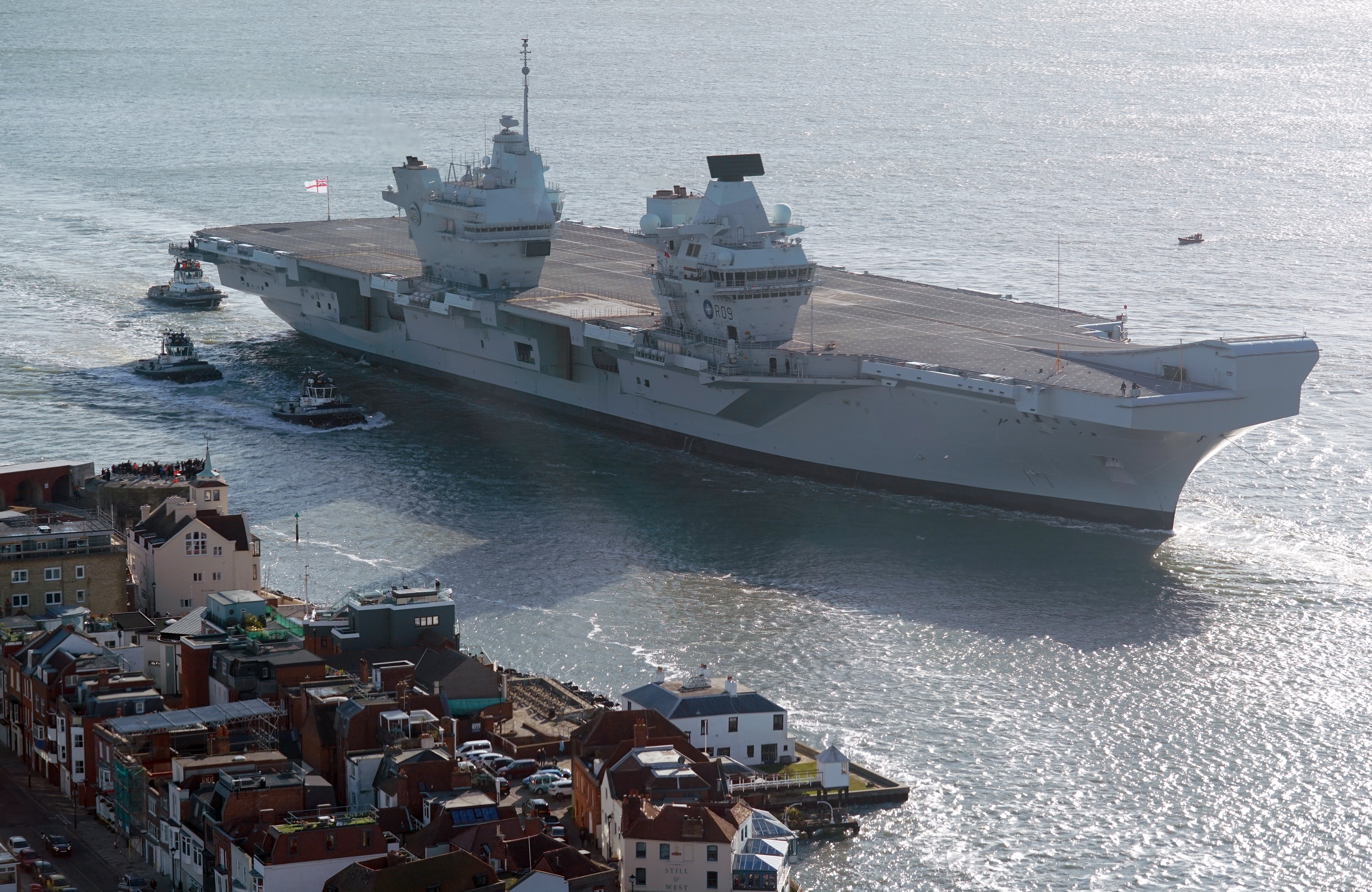 The Royal Navy’s aircraft carrier HMS Prince of Wales has set sail for a major exercise in the Arctic in its role as Nato’s command ship (Andrew Matthews/PA)