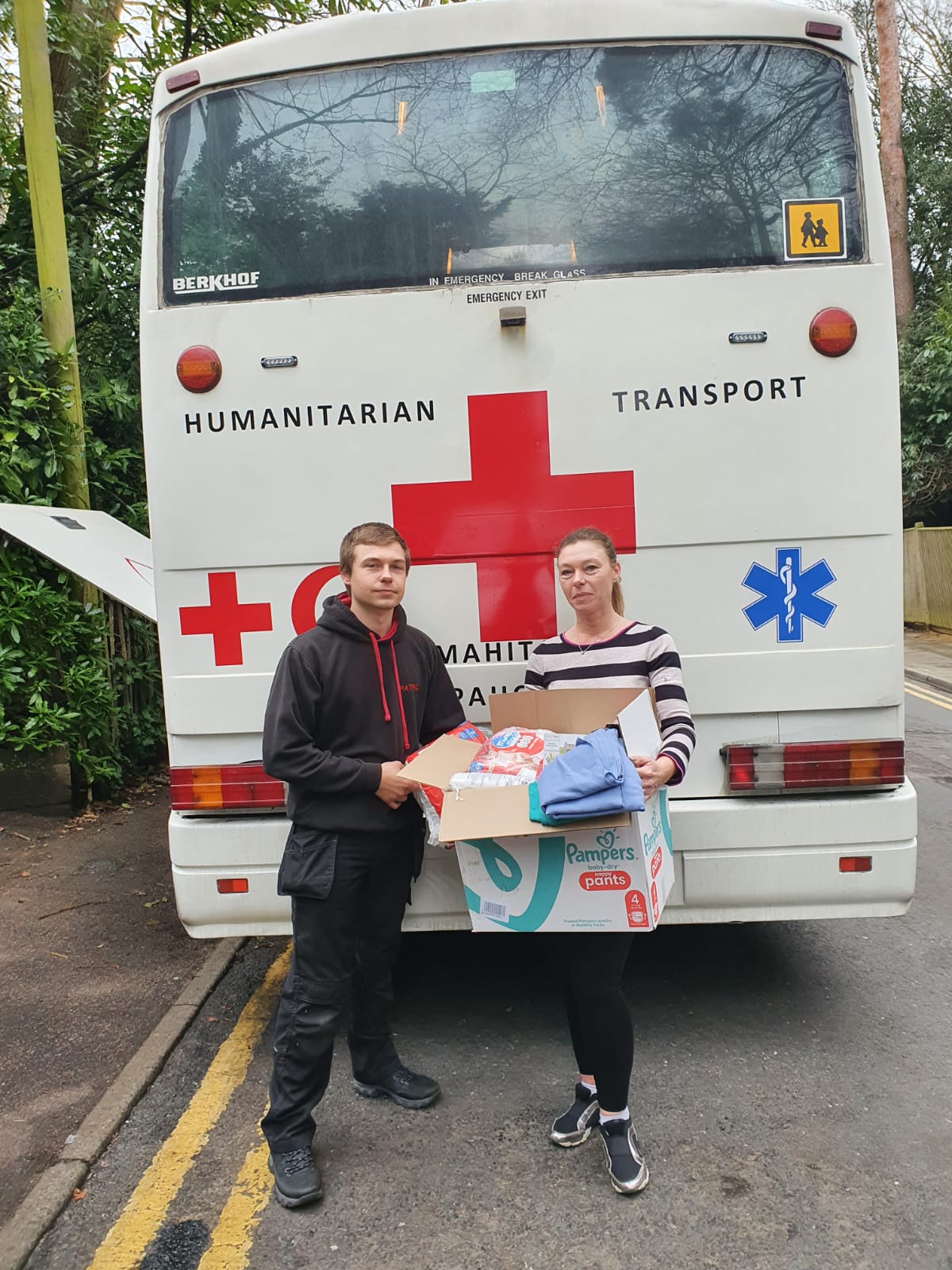 Arthur Smith with his mother, Jo Changufu, donating supplies (Arthur Smith/PA)