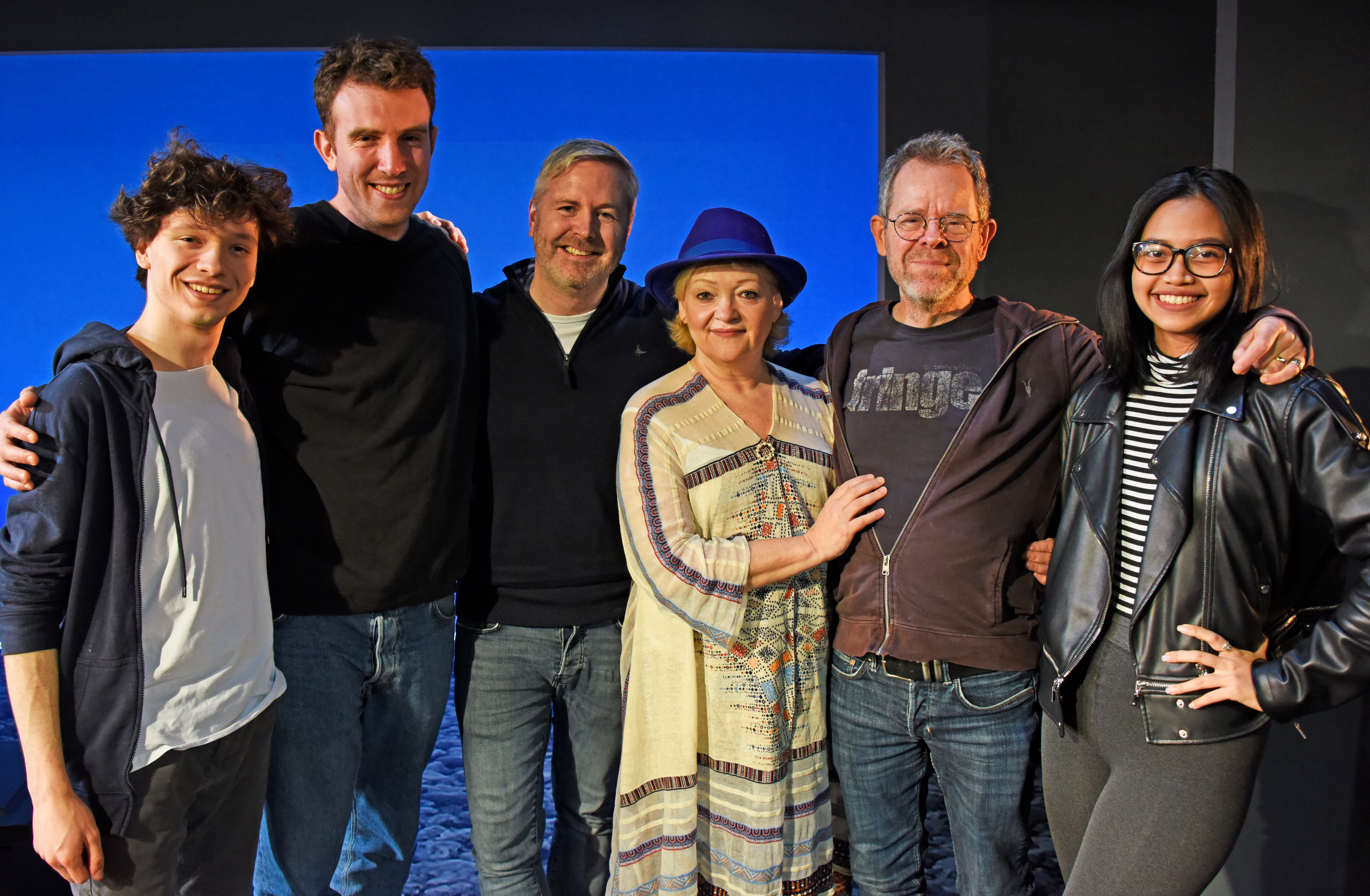 The ‘Legacy’ cast and creative team (from L-R): Alfie Friedman, Theo Jamieson, Ian McLarnon, Maria Friedman, Matthew White and Desmonda Cathabel