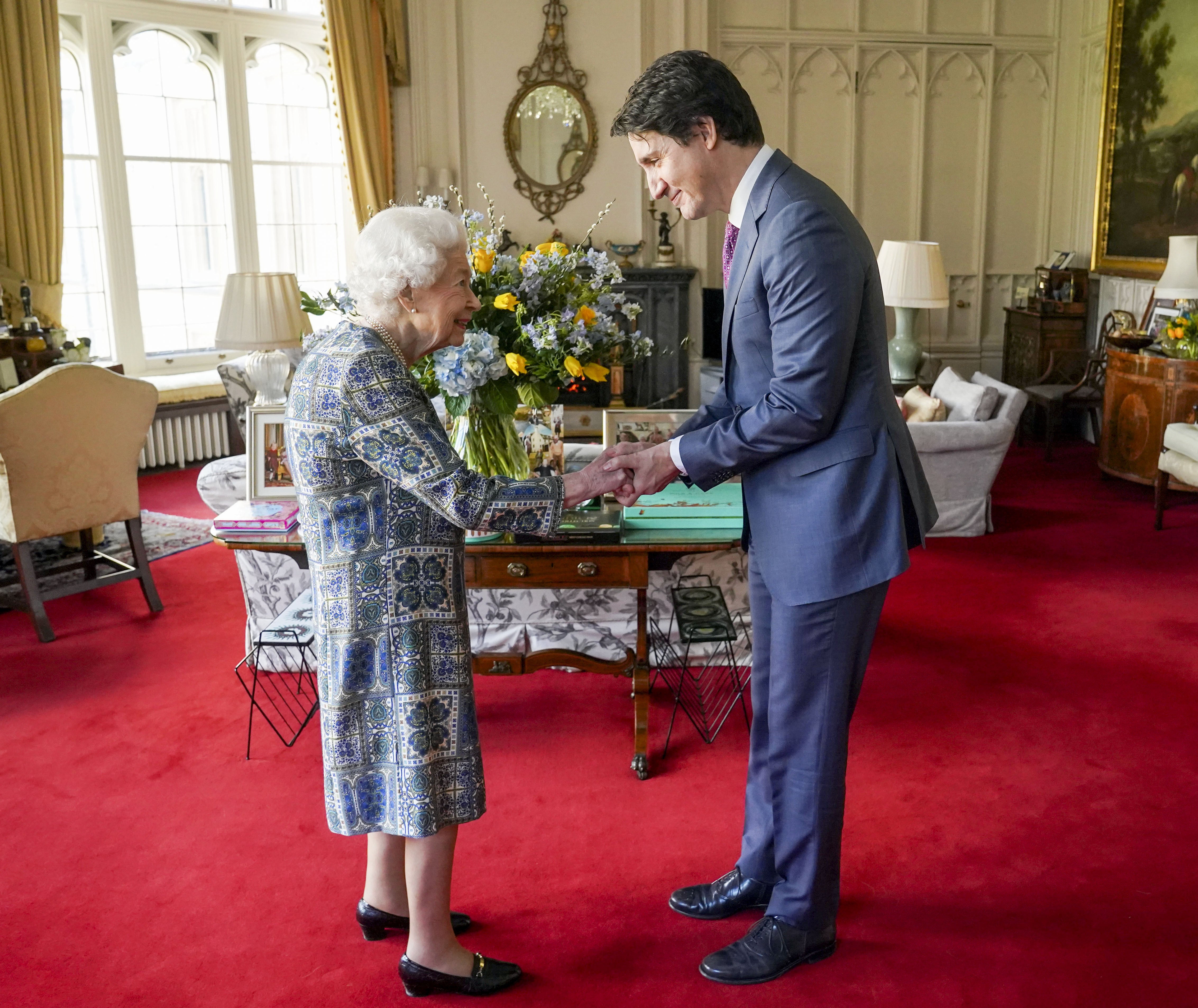 The Queen receives Canadian Prime Minister Justin Trudeau during an audience at Windsor Castle (Steve Parsons/PA)