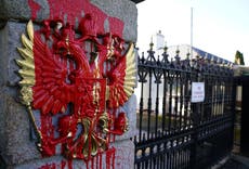 Man arrested after lorry crashes into gates of Russian embassy in Dublin