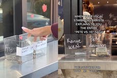 Starbucks workers take a poll with ‘Kanye West or Pete Davidson’ tip jars