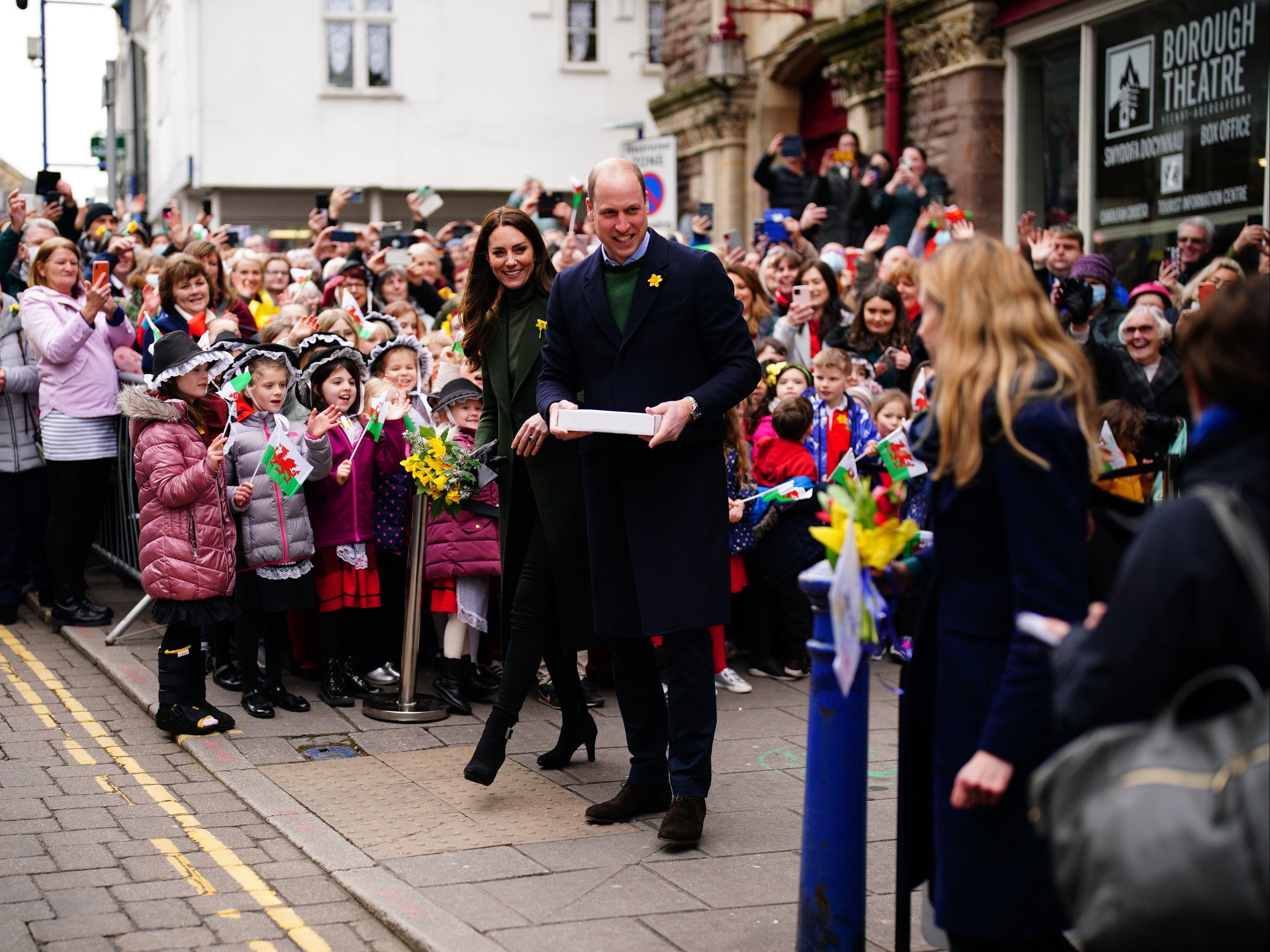 The Duke and Duchess of Cambridge at Abergavenny market to mark St David’s Day