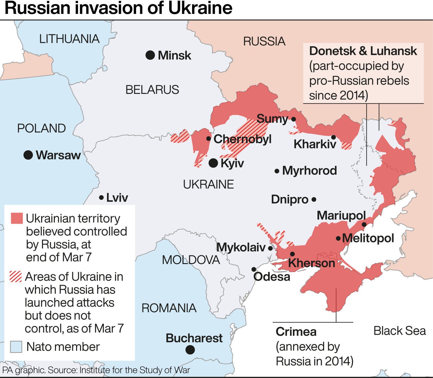 The extent of Russia’s invasion of Ukraine