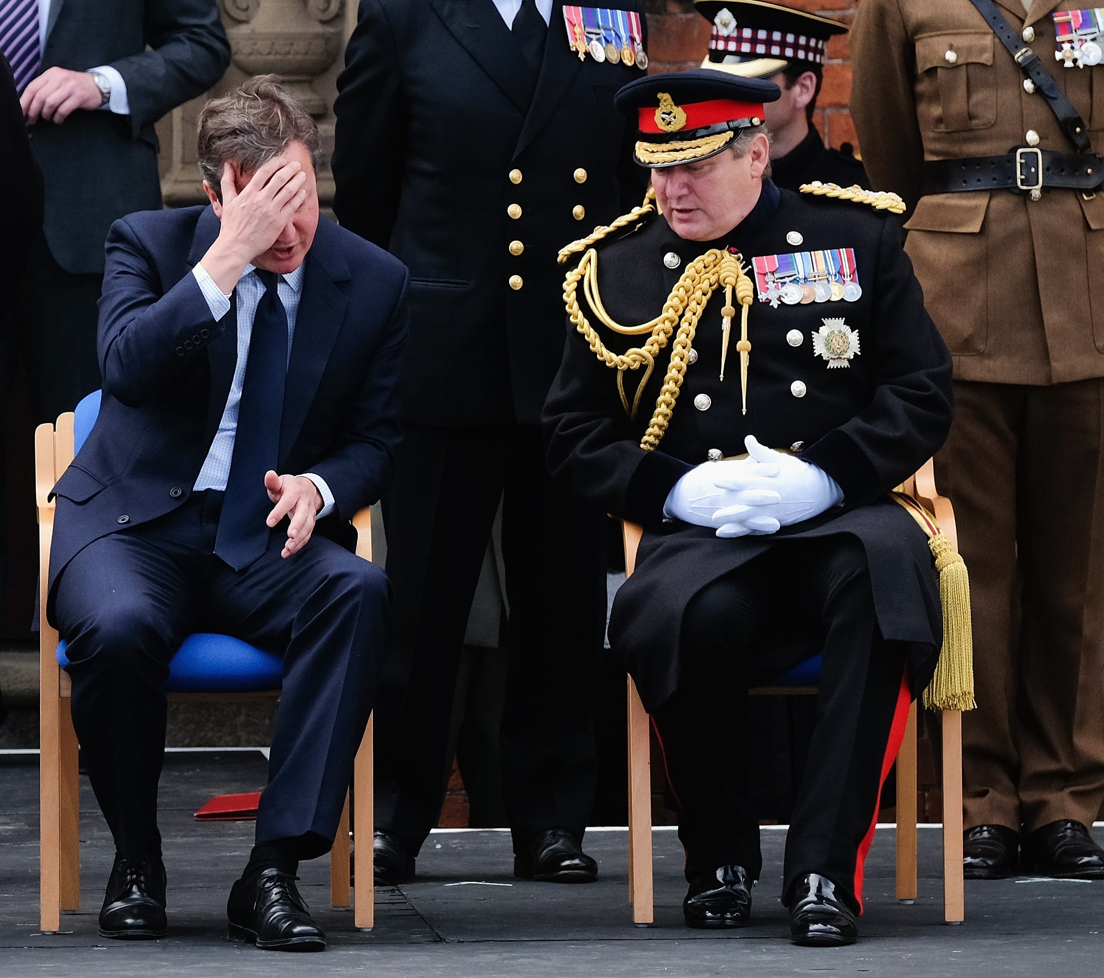 Former general Sir Chris Deverell, in his role as Commander of Joint Forces Command, with then Prime Minister David Cameron in 2016.