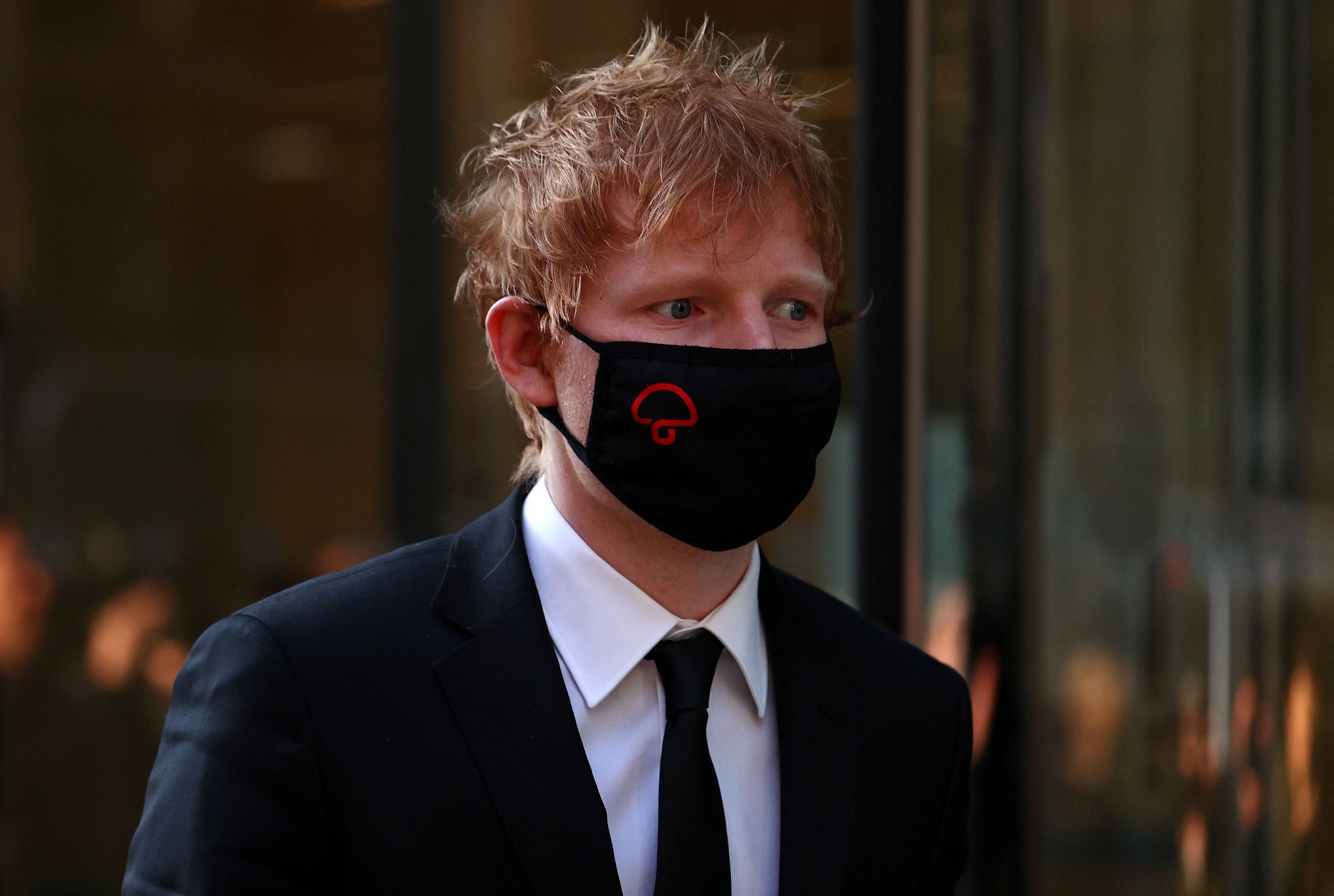 Sheeran arriving in court on Monday