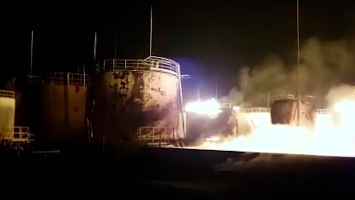 Fire ravages Zhytomyr oil rig after Russian missile strike