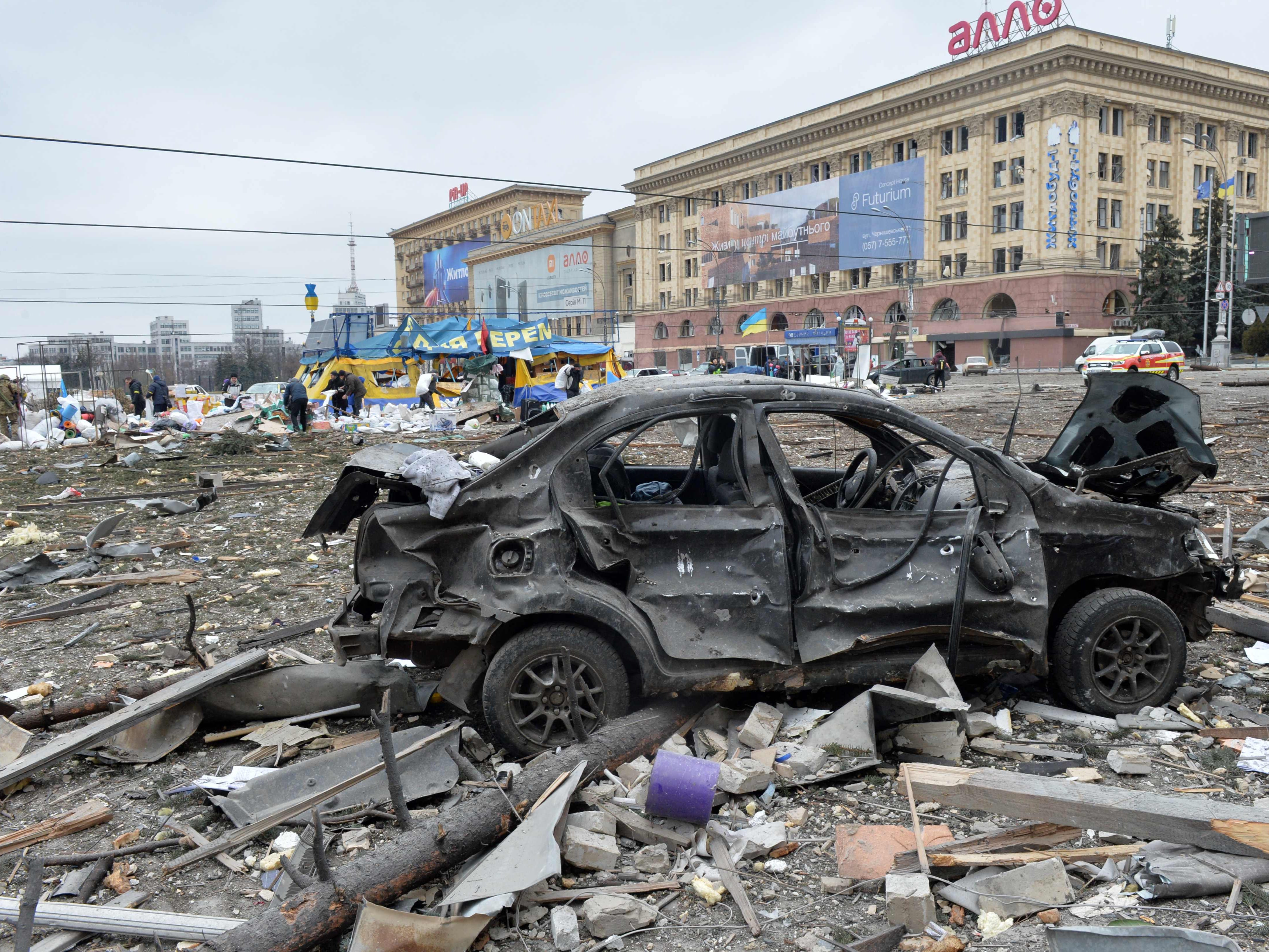 Freedom Square in Kharkiv after damage