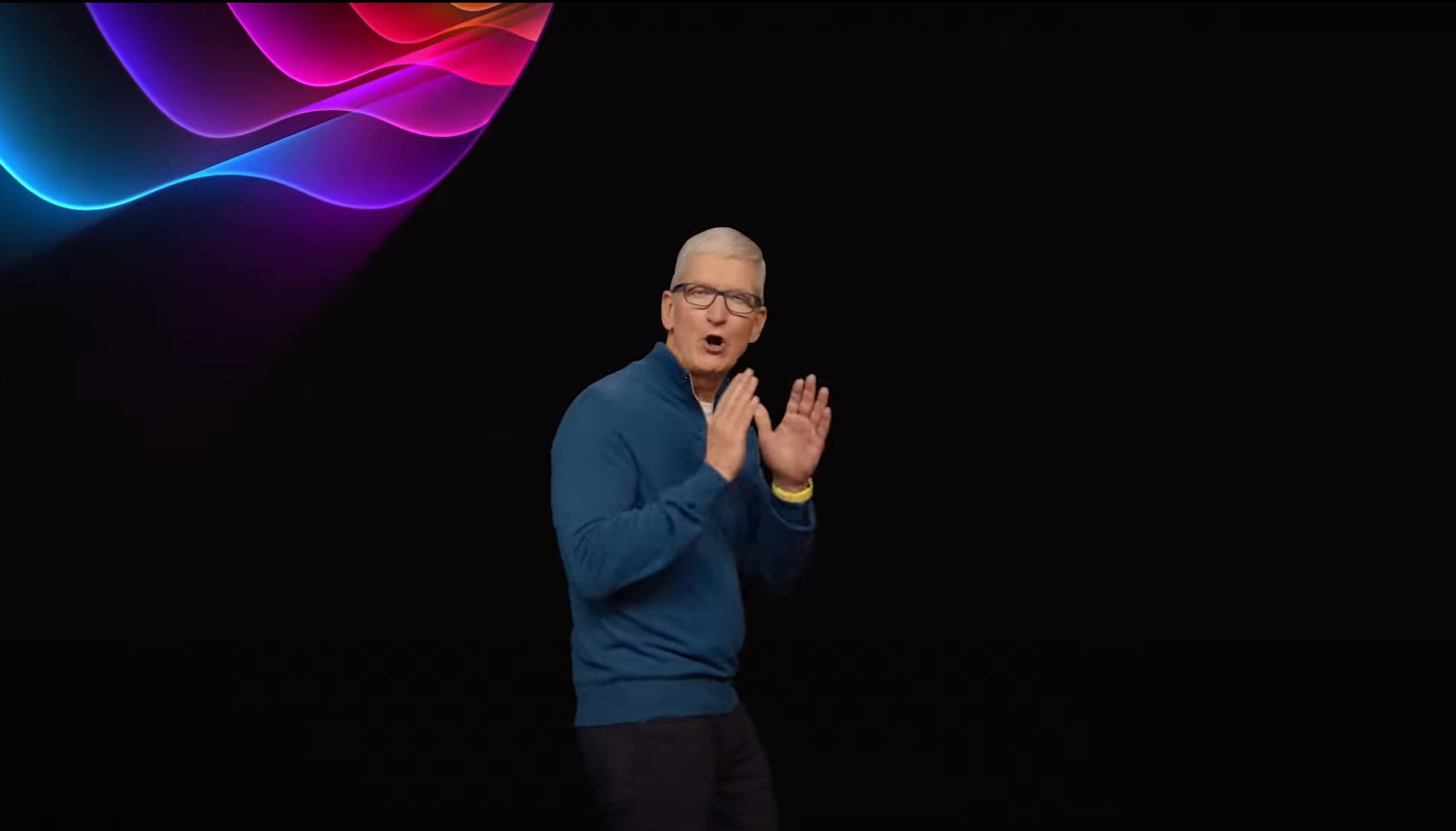 Tim Cook wearing blue and yellow