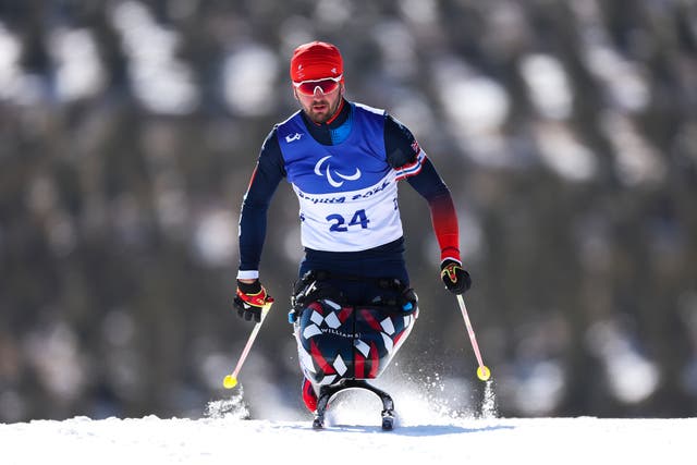 <p>Callum Deboys during the men’s para-biathlon</p>