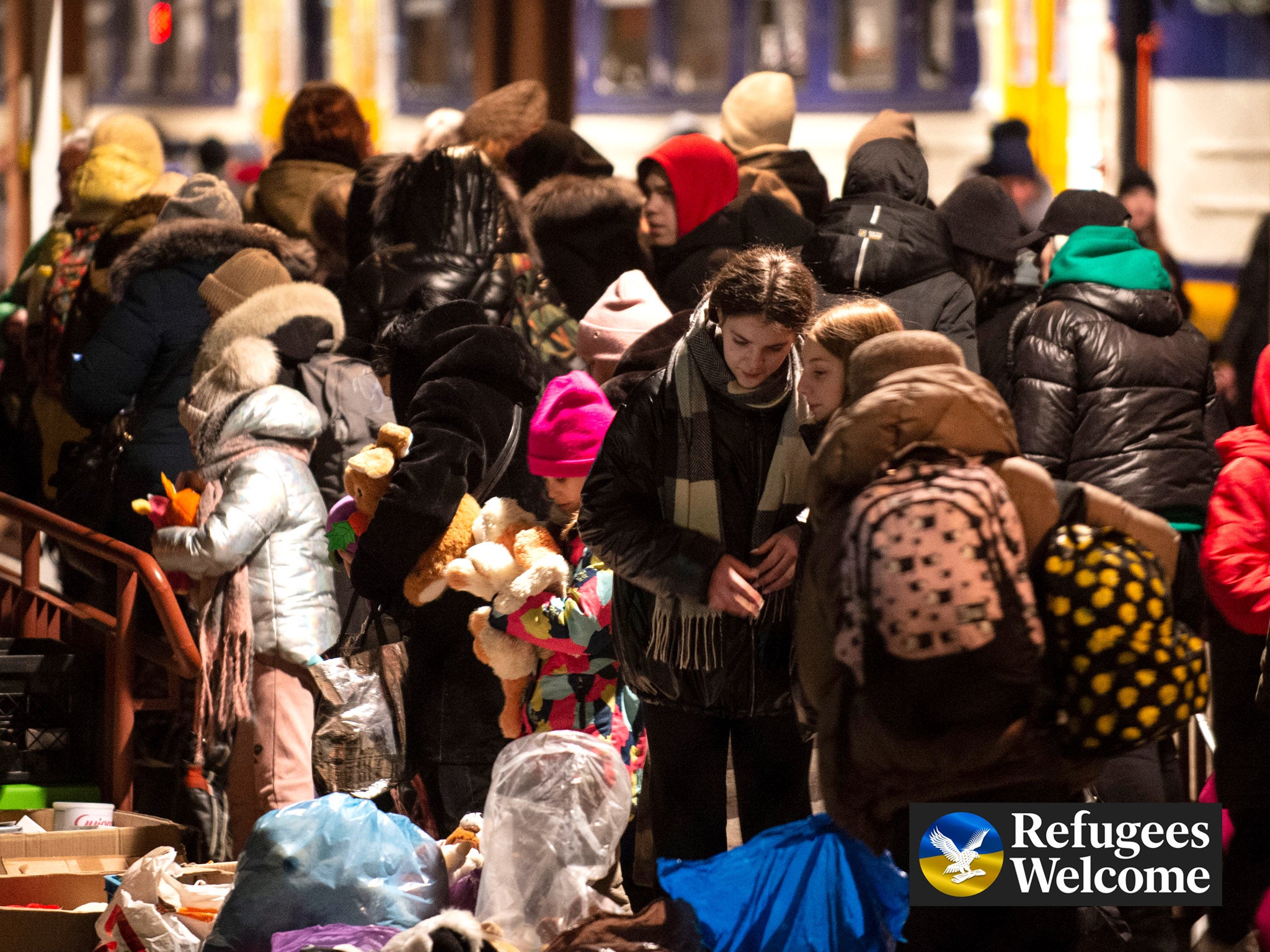 Destination unknown: refugees arrive at Przemysl train station in Poland