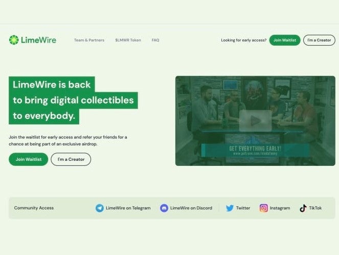 LimeWire’s relaunch aims to ‘bring digital collectibles to everybody