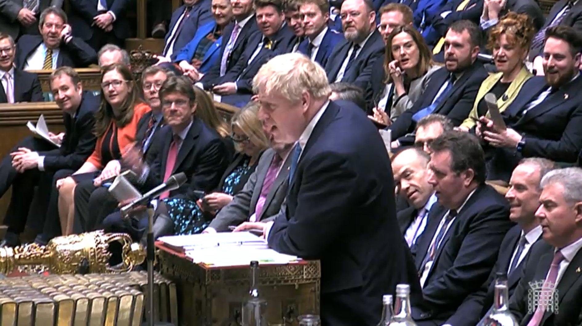 Prime Minister Boris Johnson speaks during Prime Minister’s Questions in the House of Commons (PA)