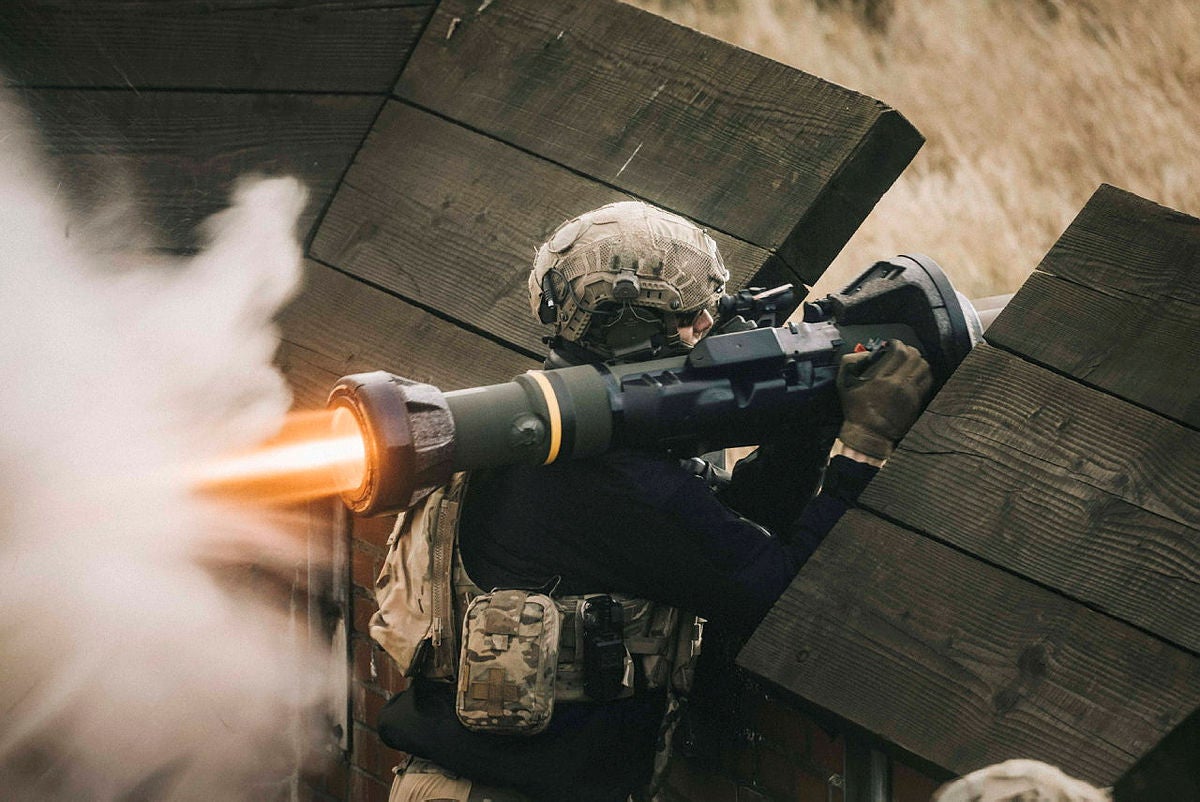 A NLAW anti-tank missile is fired during training (UK MOD Crown copyright/PA)