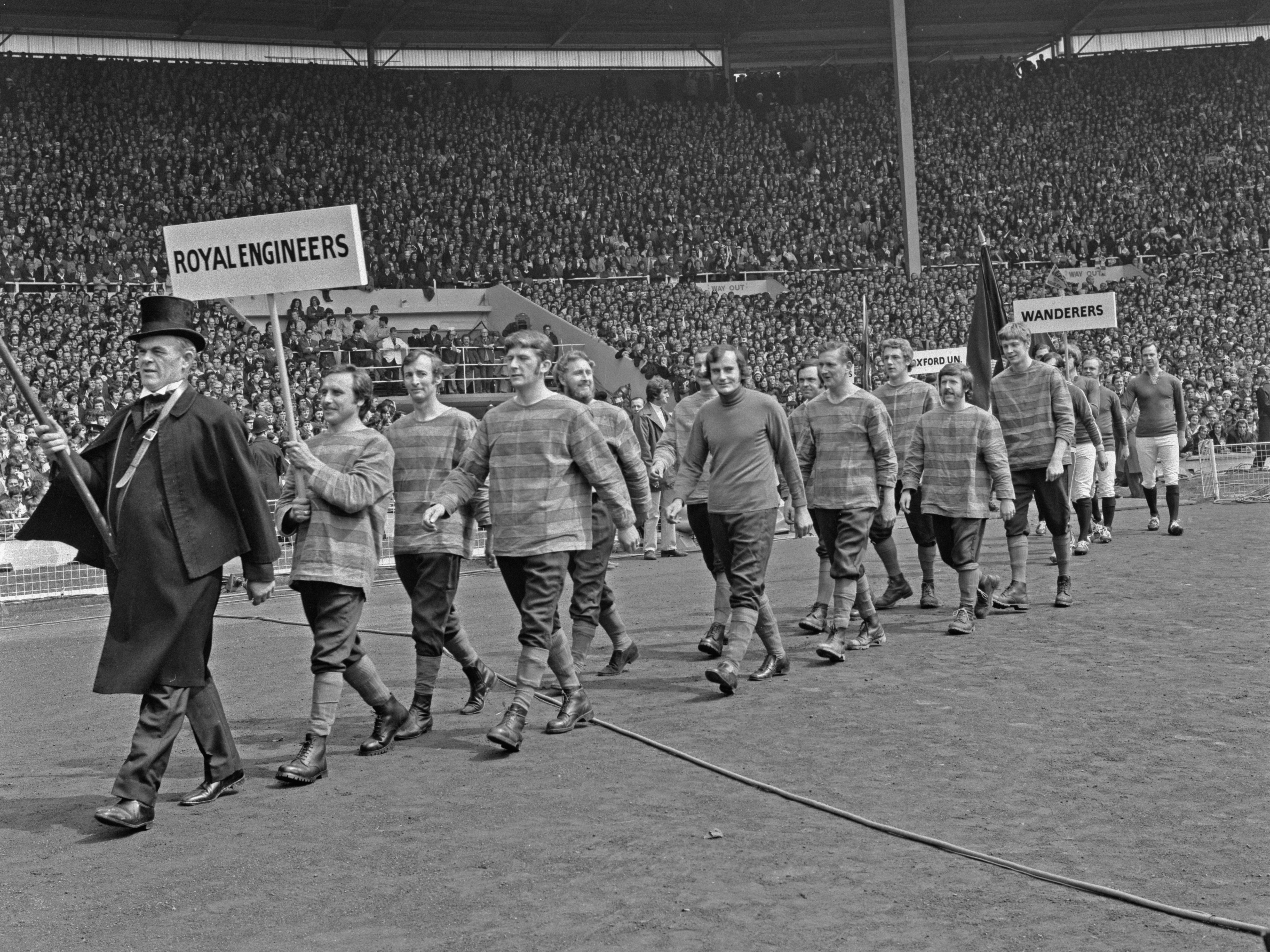 A parade of historical FA Cup winners during the 1972 final at Wembley