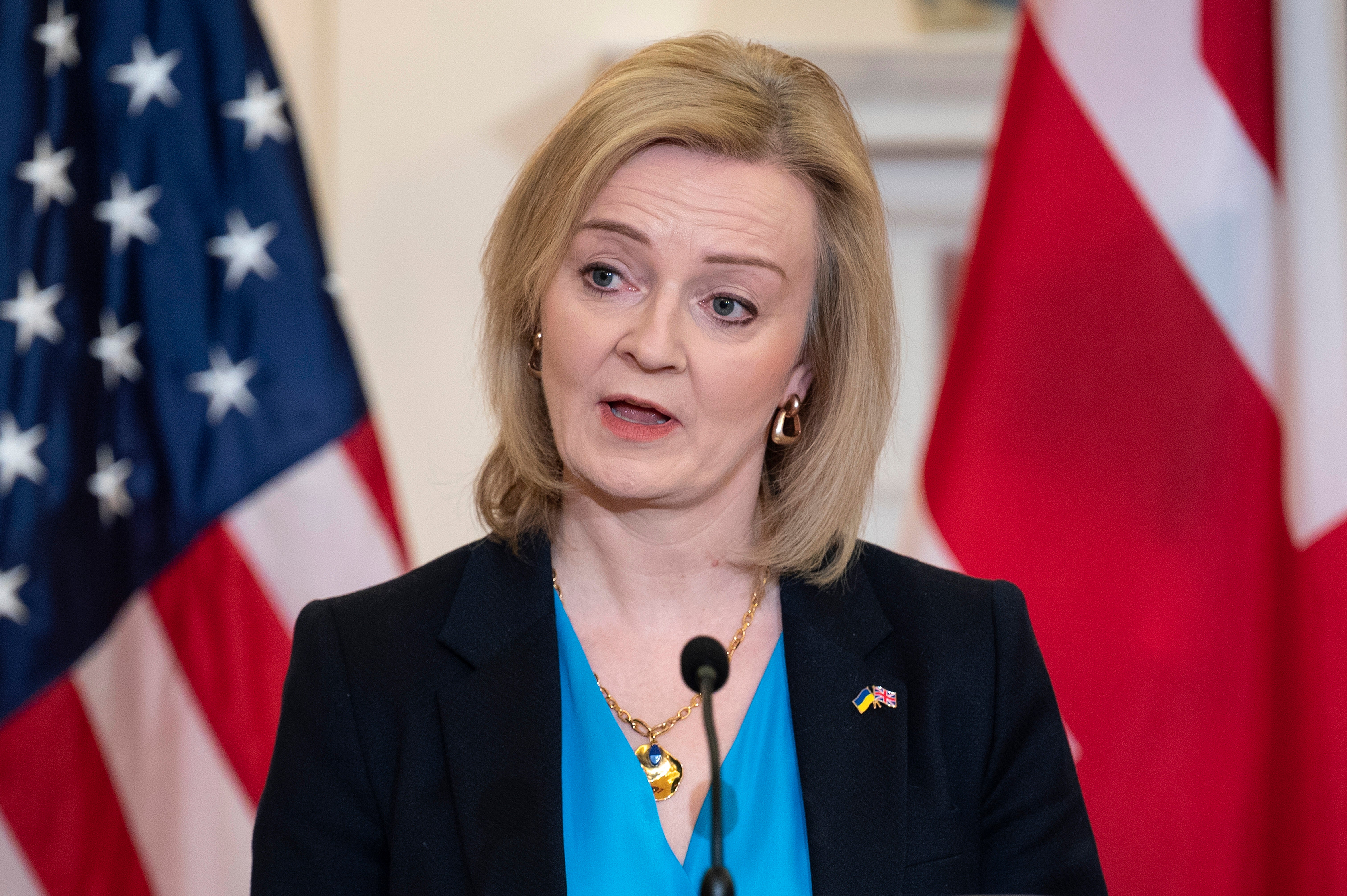 Foreign Secretary Liz Truss is due to give a speech in Washington (Jim Watson, Pool via AP)