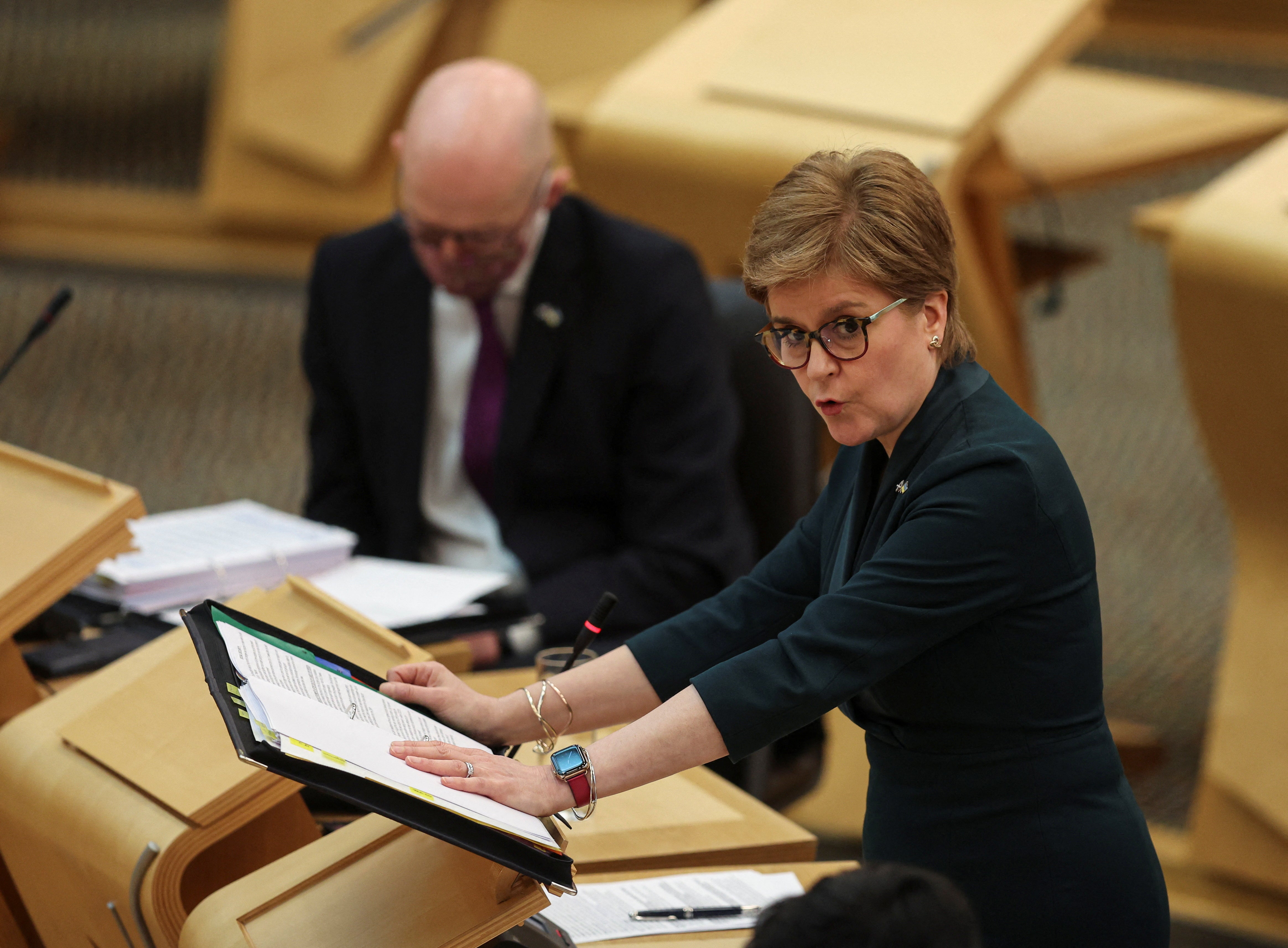 The First Minister said it would take too long to ramp up oil and gas production in the North Sea (Russell Cheyne/PA)