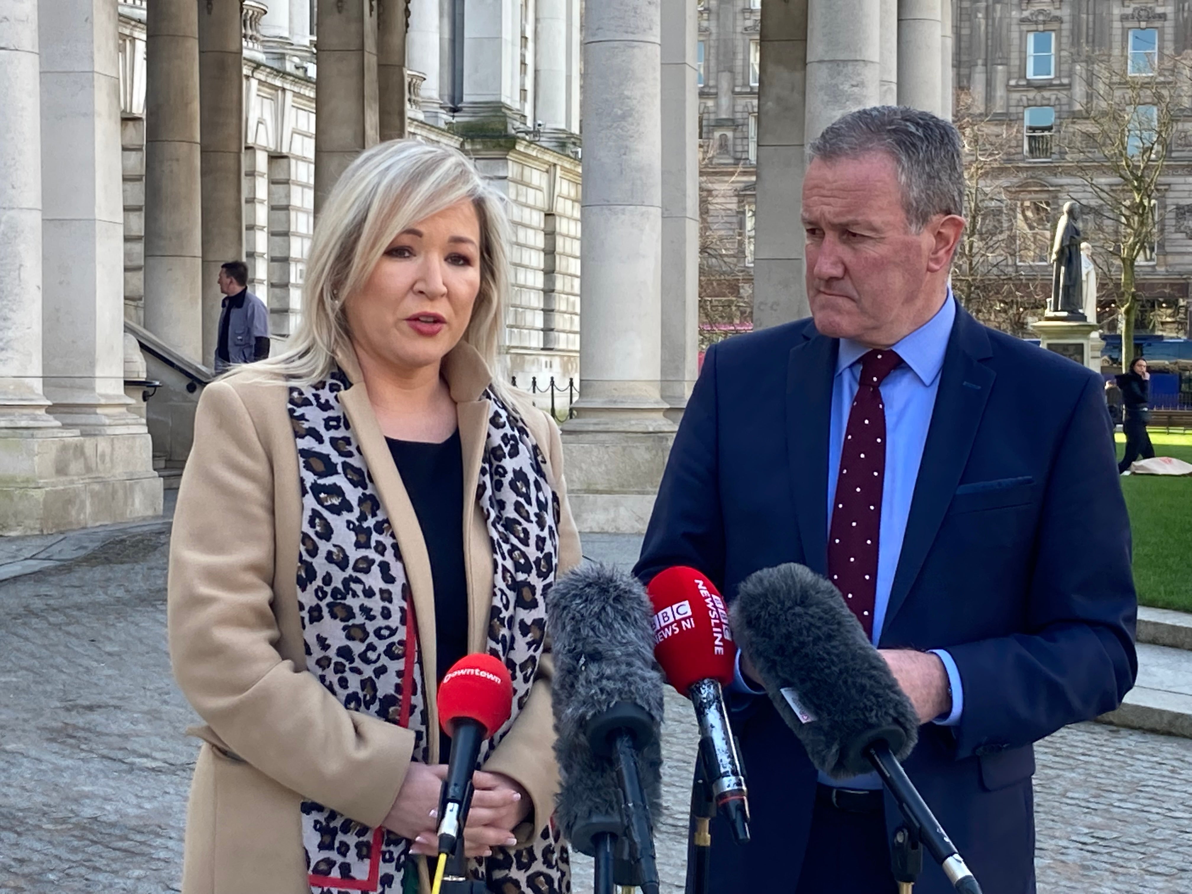 Michelle O’Neill and Conor Murphy (Rebecca Black/PA)