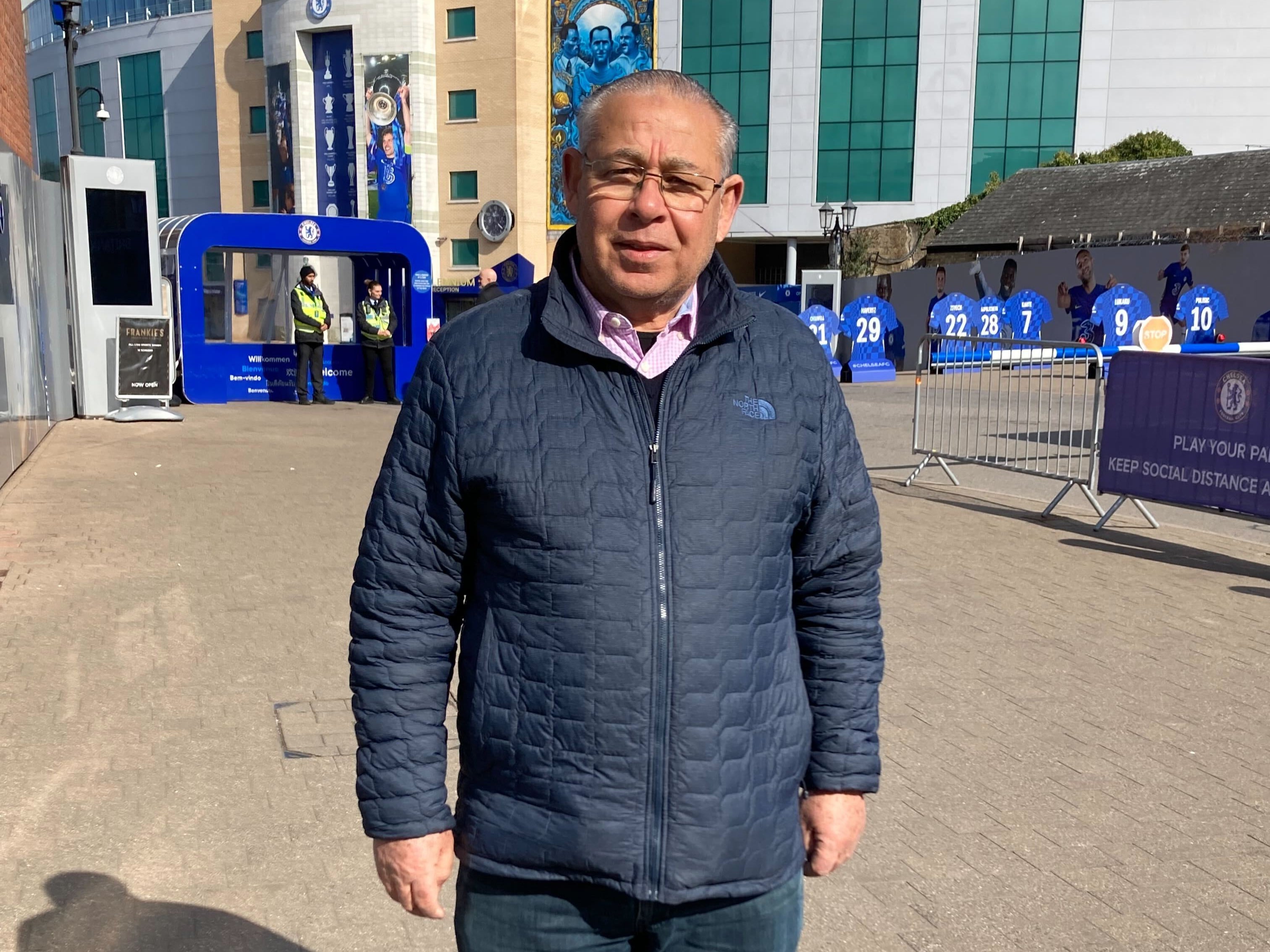 Season ticket holder Mamdouh Abougabal, 67, has supported Chelsea since moving to the UK from Egypt in 1985