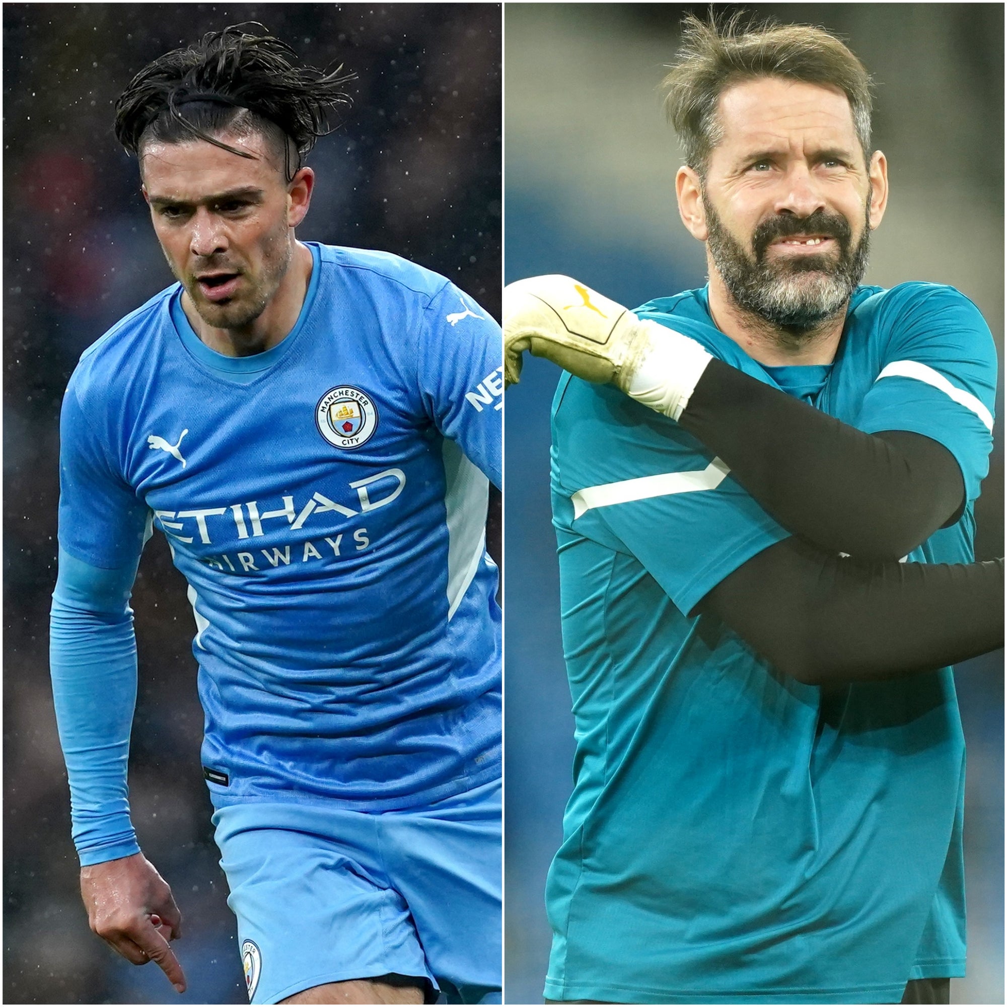 Jack Grealish and Scott Carson (PA)