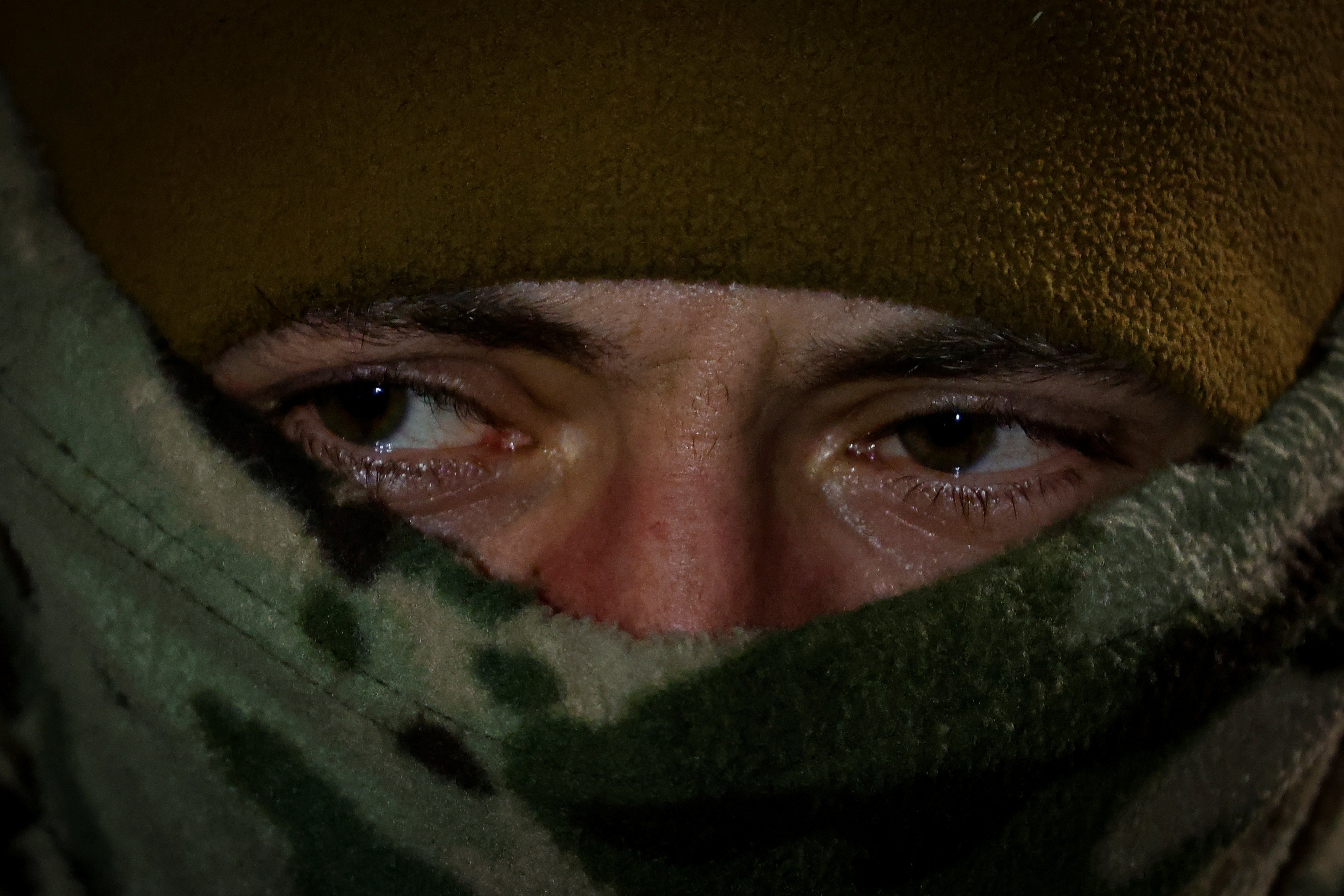 A Ukrainian soldier near Kyiv