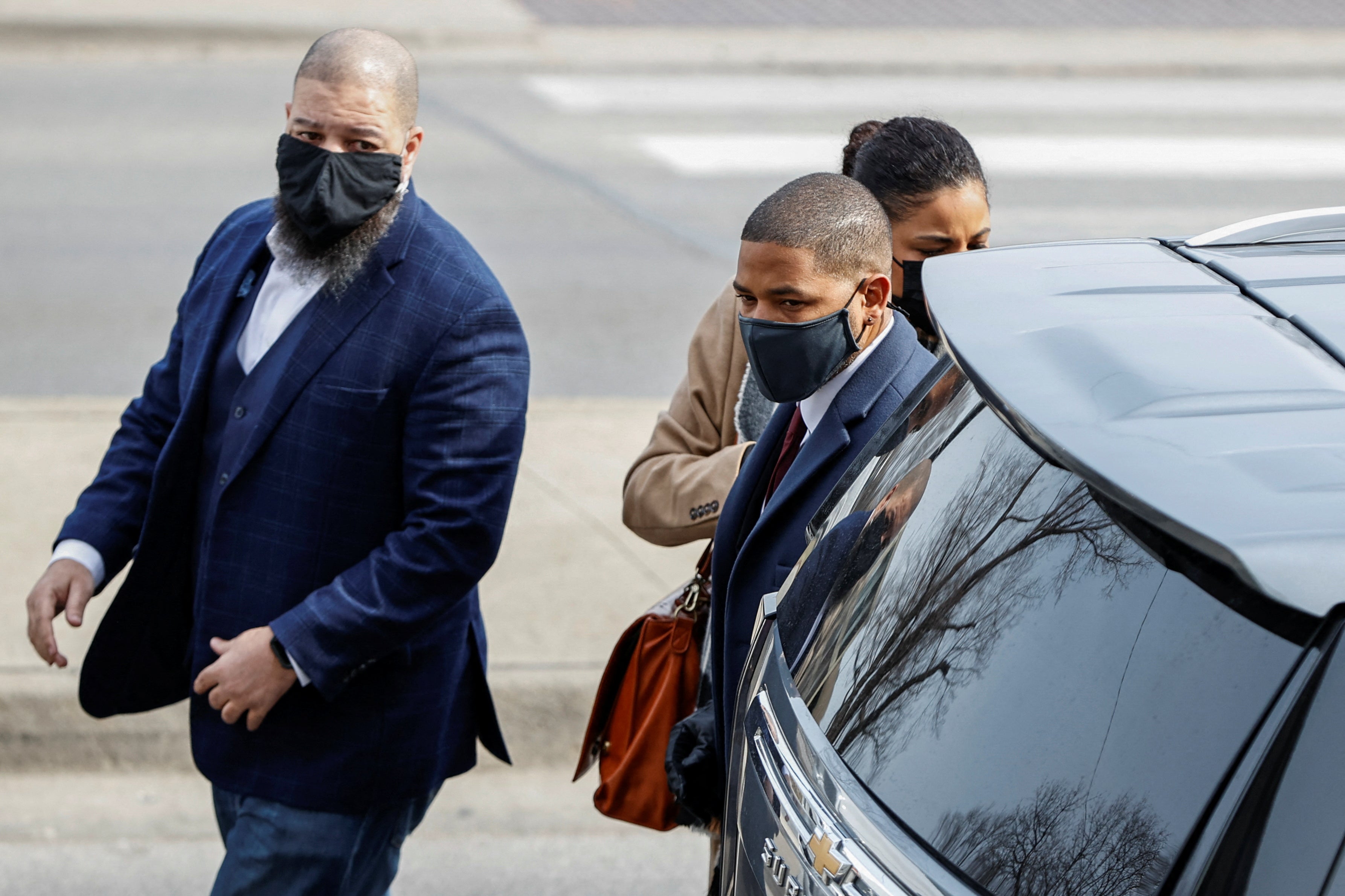 Jussie Smollett arrives at the Cook County Circuit Court in Chicago on Thursday