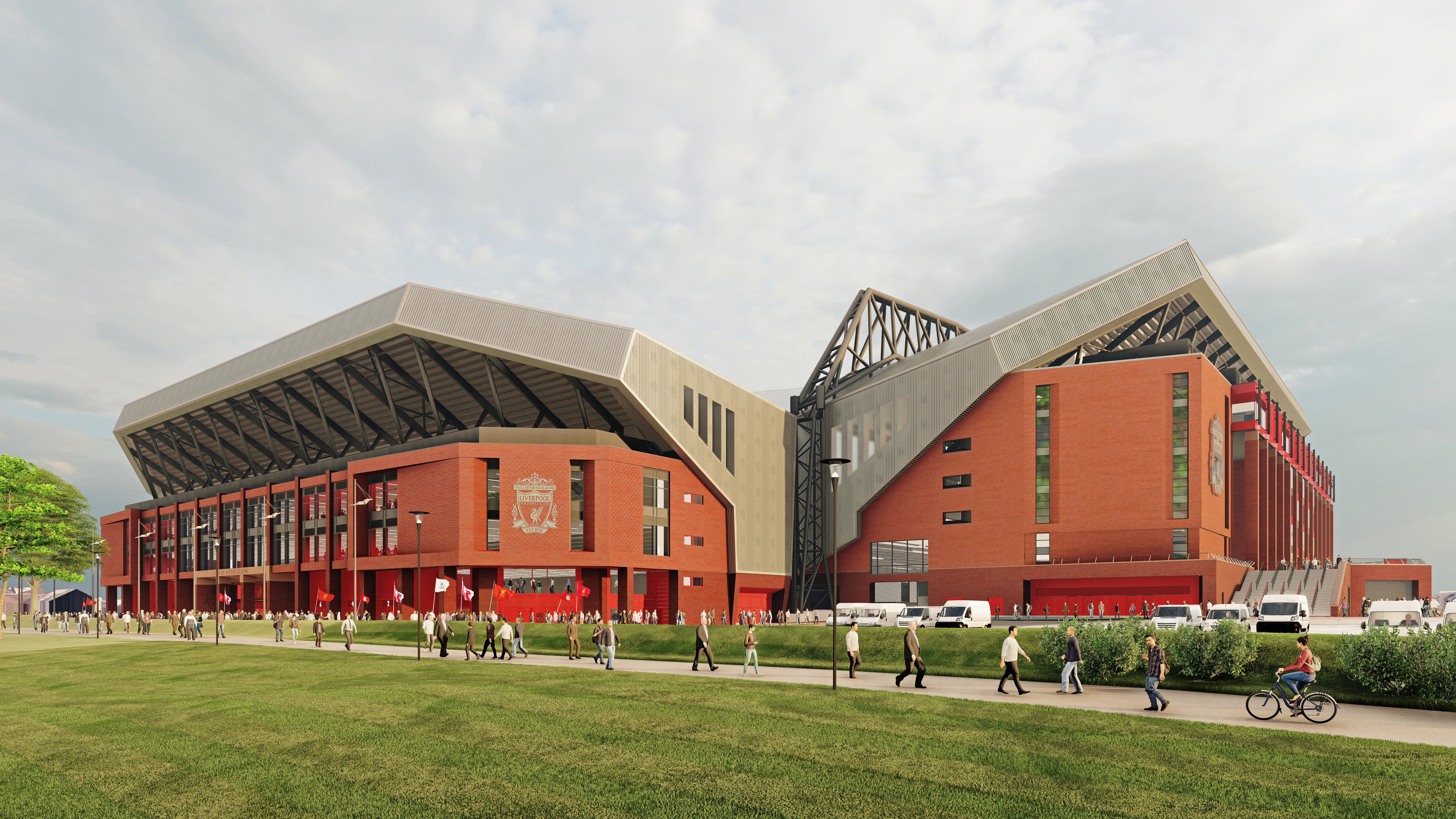 Liverpool’s redevelopment of the Anfield Road End is on scheduled and on budget (Credit: PA)