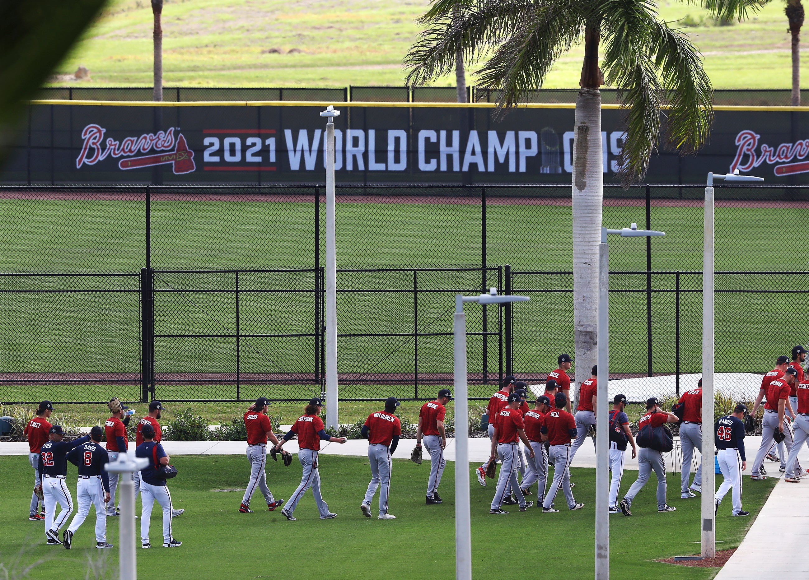 Atlanta Braves minor leaguers are shown at spring training baseball camp in North Port, Fla., Wednesday, March 9, 2022.