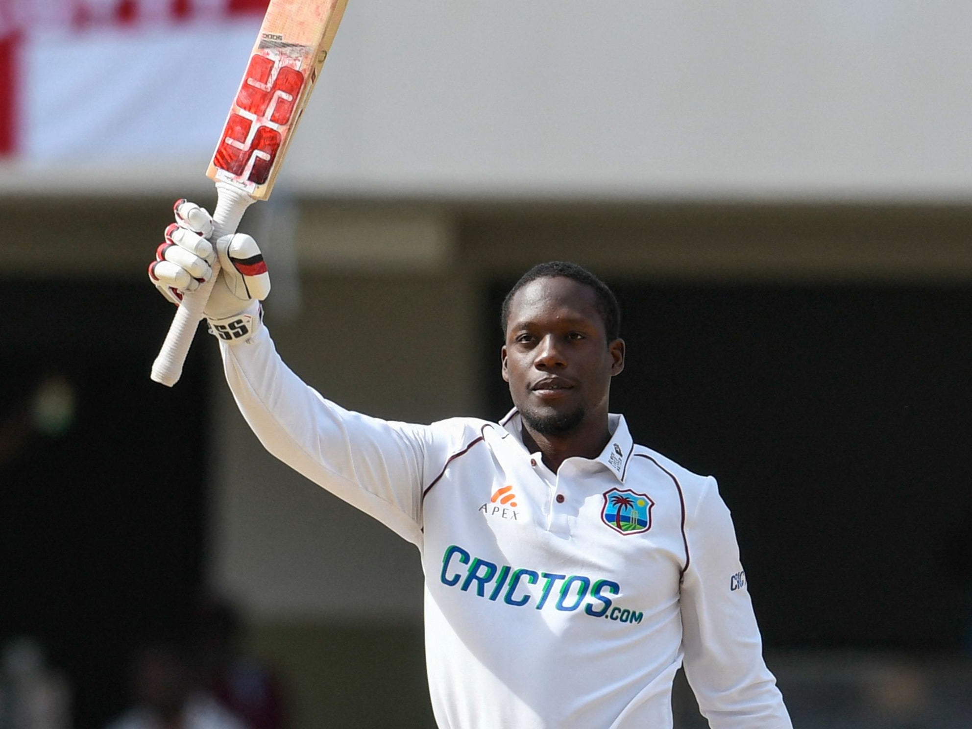 Nkrumah Bonner celebrates scoring his century