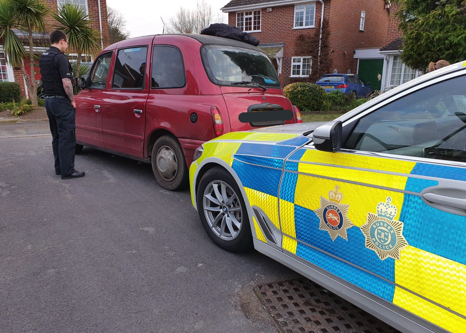 A driver has been arrested after a police chase involving a London taxi (Surrey Police/PA)