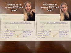 Woman shares ‘what not to do’ when sending a wedding RSVP: ‘Uninvited’