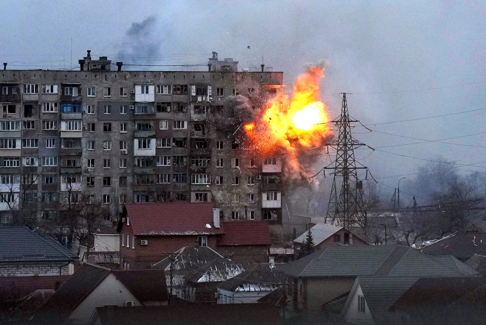 Russian shells hit an apartment building in Mariupol