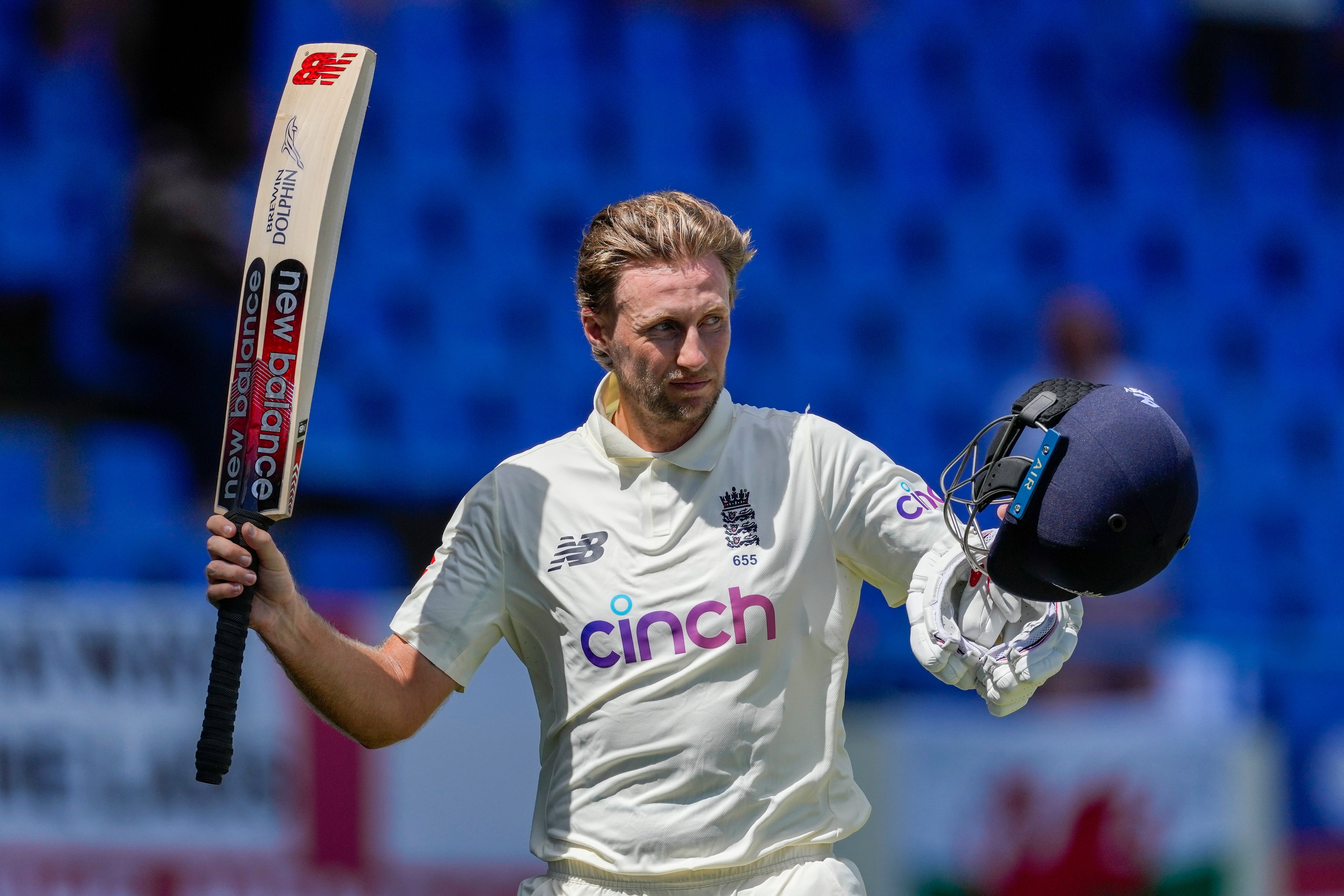 Joe Root made a century and then sprung a surprise pre-lunch declaration (Ricardo Mazalan/AP)