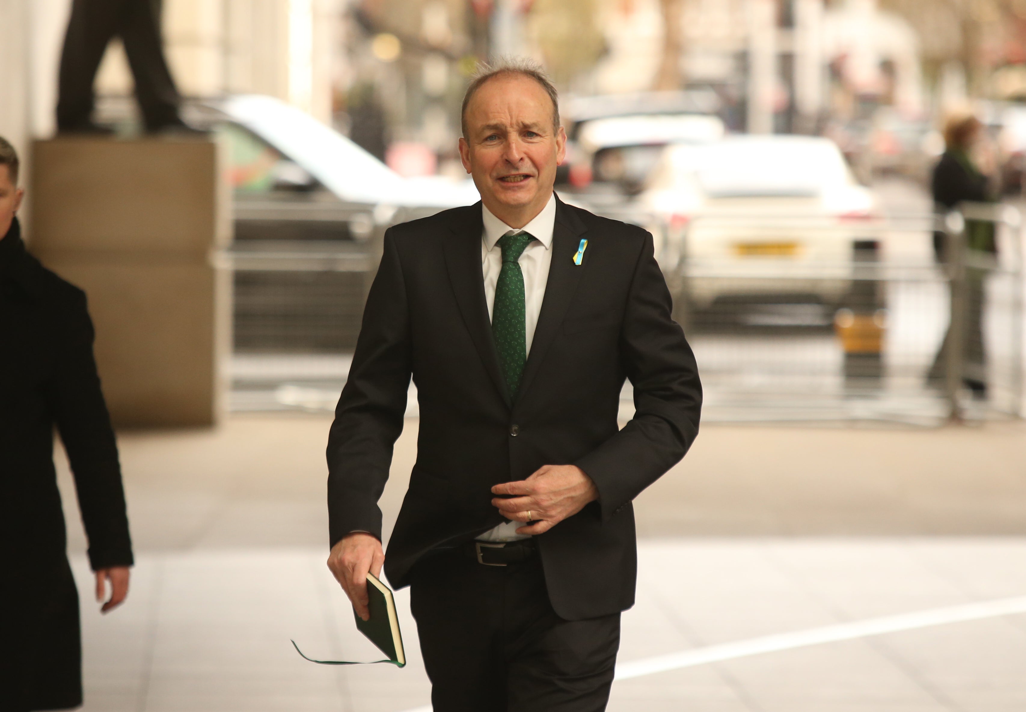 Taoiseach Micheal Martin arrives at BBC Broadcasting House in London (James Manning/PA)